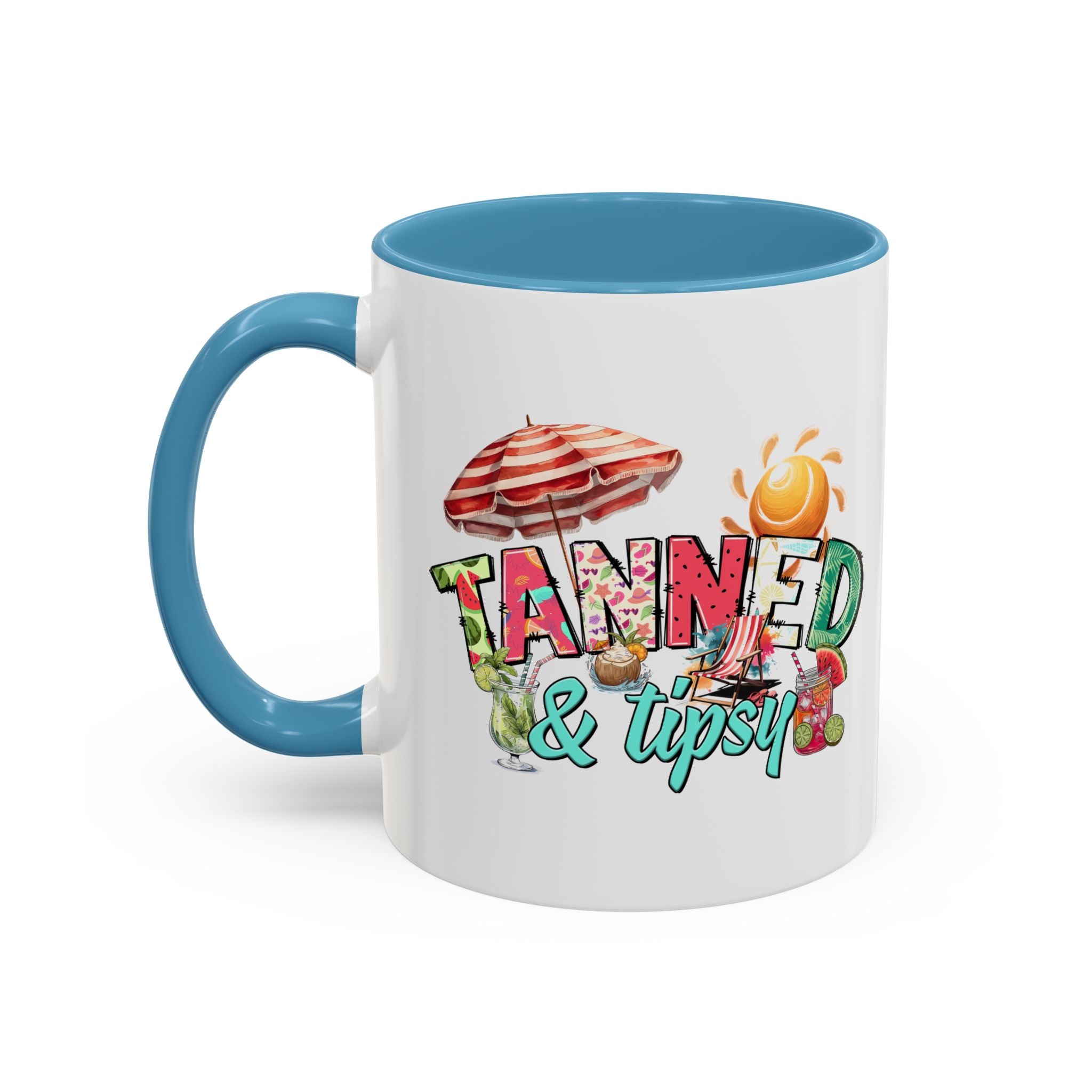 Tanned & Tipsy Accent Coffee Mug - Perfect for Summer Vibes & Beach Lovers party