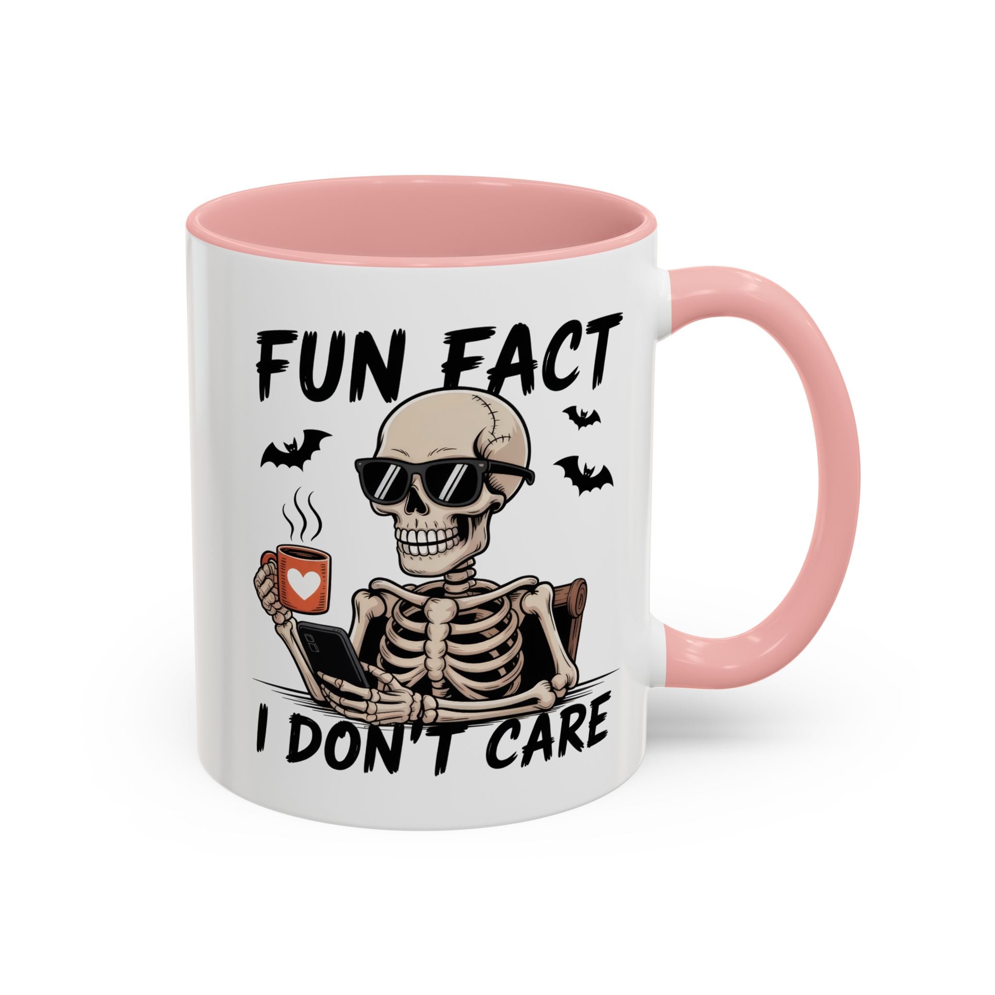 Fun Fact I Don’t Care Skull Coffee Mug — Halloween Accent Coffee Cup (11/15oz)