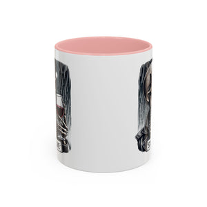 Stylish Skull Coffee Mug, Gothic Drinkware, Staying Alive Gift for Halloween, Funny Office Mug, Alternative Drinkware