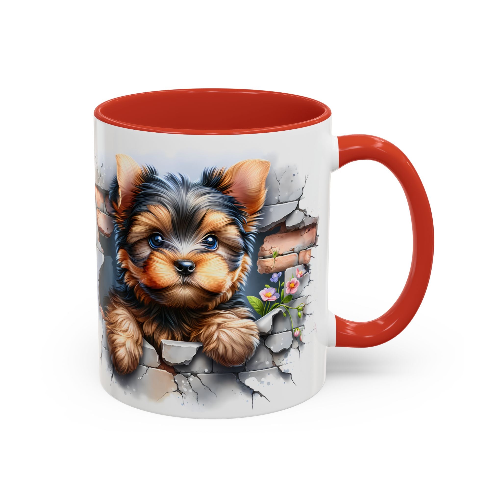 Cute Dog Peeking Coffee Mug, Pet Lover Gift, Yorkshire Terrier Mug, Animal Lover Coffee Cup, Dog-Themed Drinkware, Doggie Mug