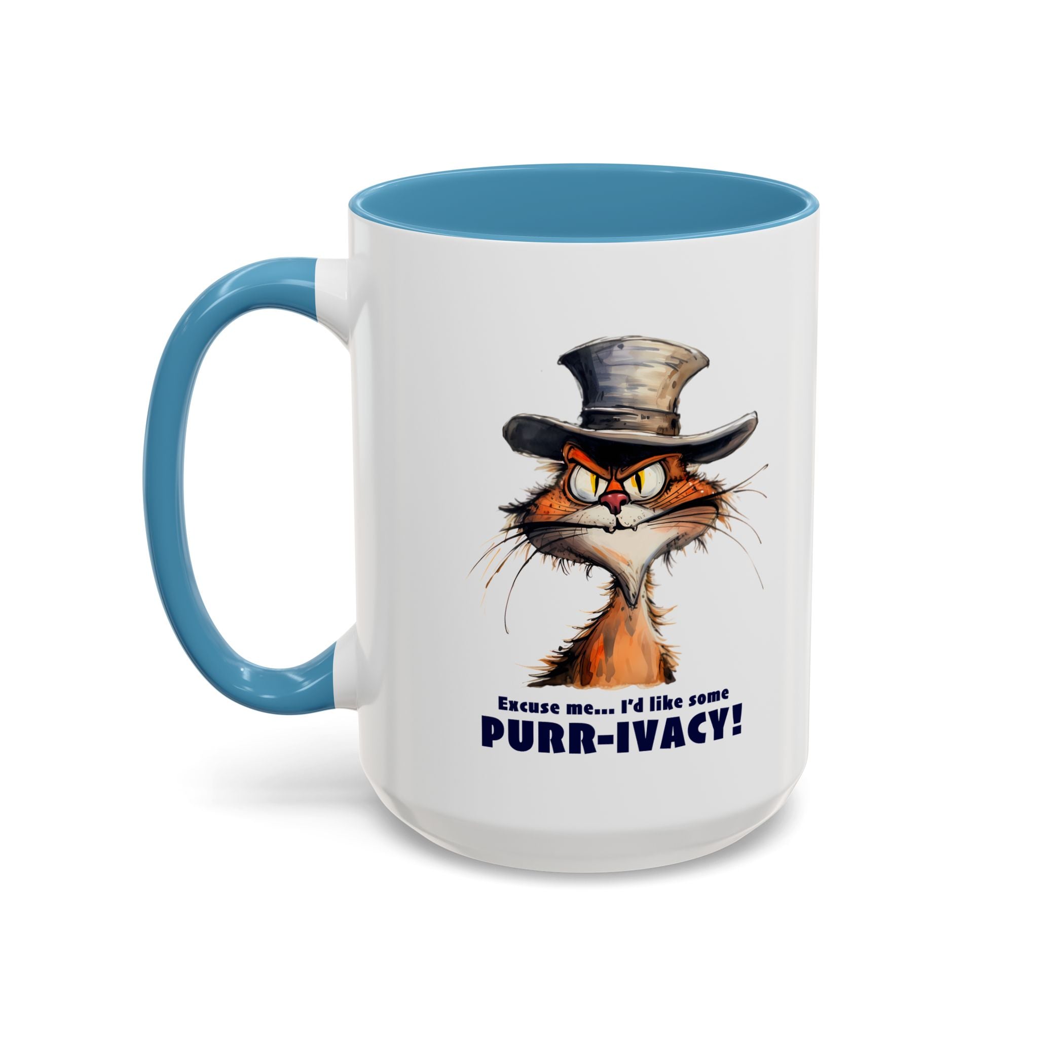 Funny Cat Coffee Mug - Purr-ivacy & Puppy Humor, Gifts for Cat Lovers, Home Office Accessories, Birthday, Pet Owner Mug