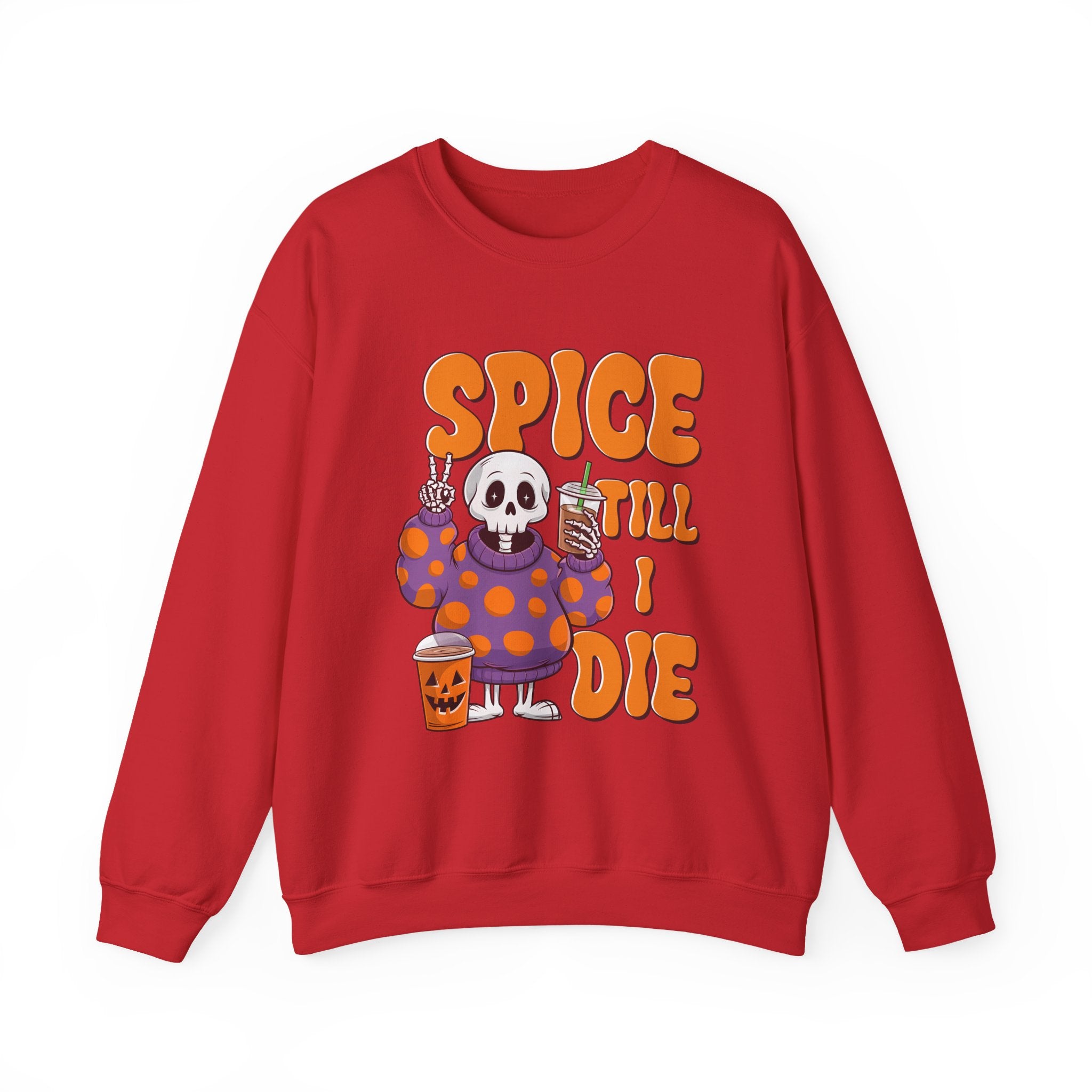 Spooky Fall Sweatshirt - Unisex Crewneck with 'Spice Till I Die' Design, Halloween, Cozy Autumn Vibe, Perfect for Halloween Parties
