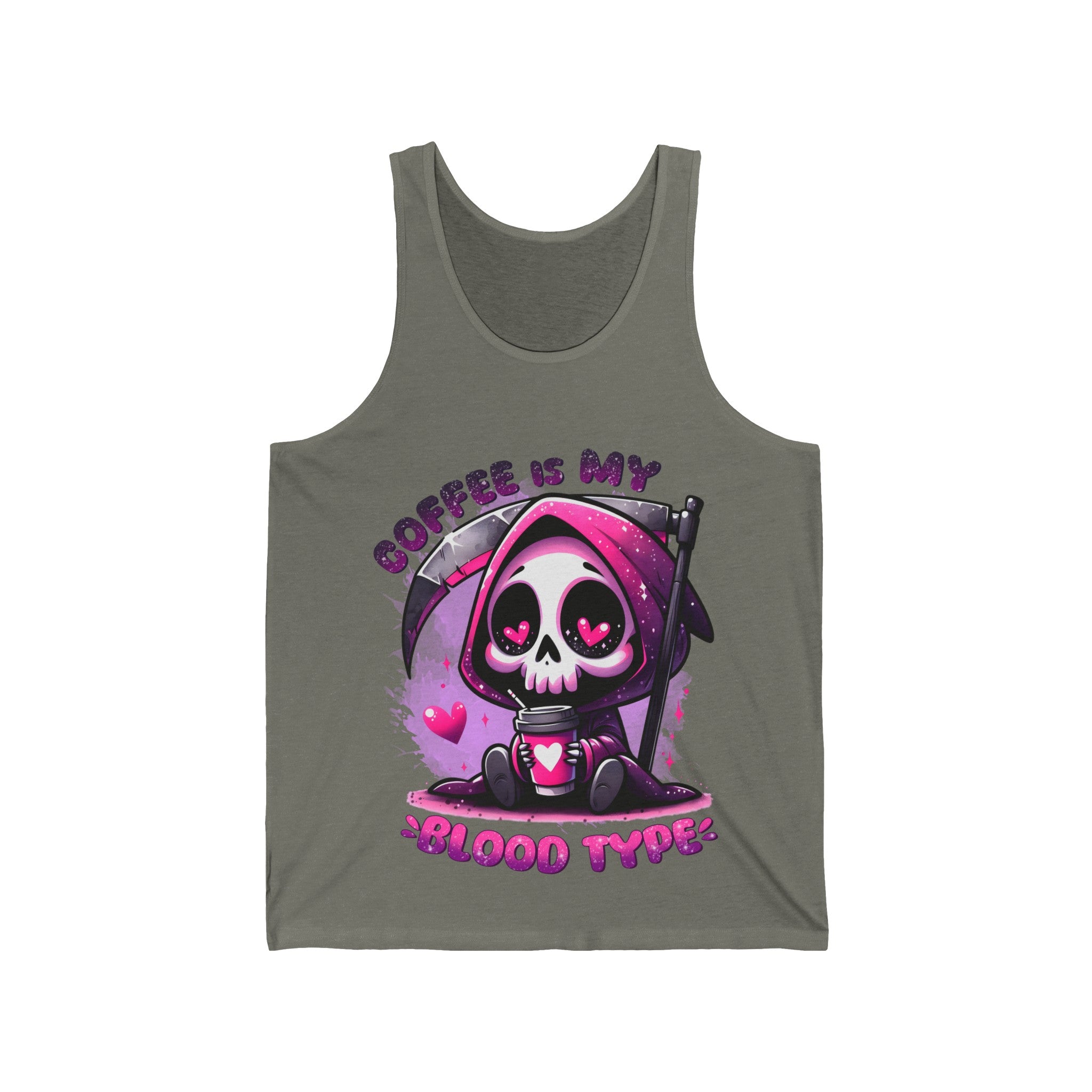 grim reaper coffee is my blood type Unisex Jersey Tank by the x m world