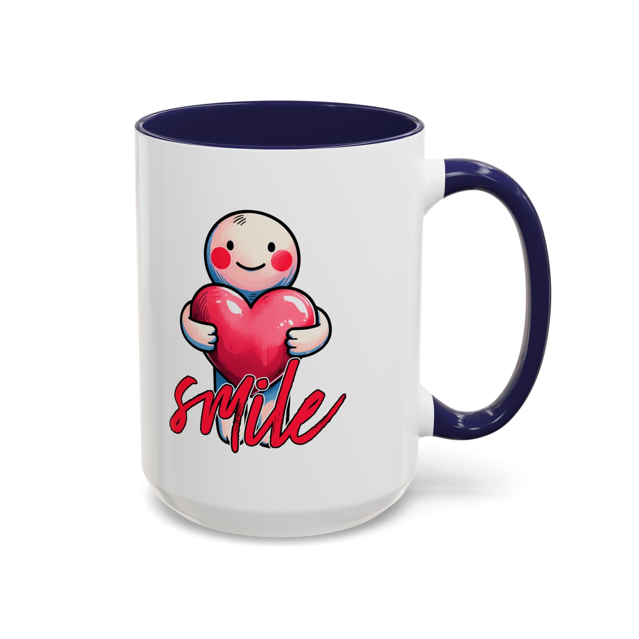 Smiling Heart Accent Coffee Mug - 11oz & 15oz | Cute Gift for Friends & Family