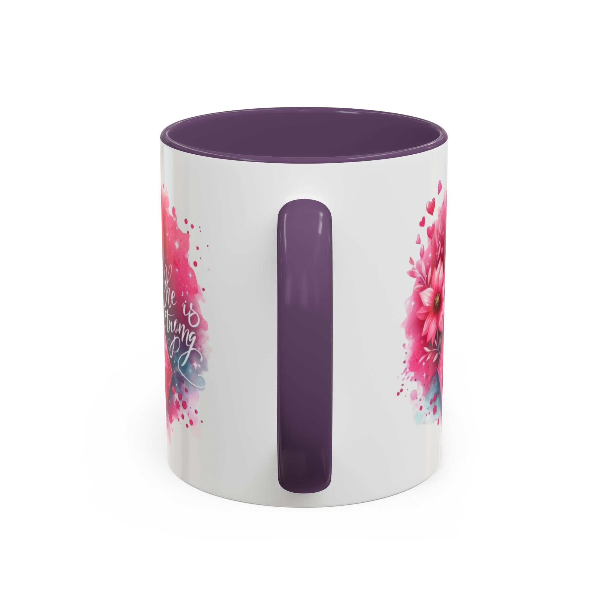 Breast Cancer Awareness Coffee Mug - Inspirational Gift, Motivational Drinkware, Supportive Cup, Pink Ribbon Design, She Is Strong