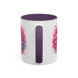 Breast Cancer Awareness Coffee Mug - Inspirational Gift, Motivational Drinkware, Supportive Cup, Pink Ribbon Design, She Is Strong