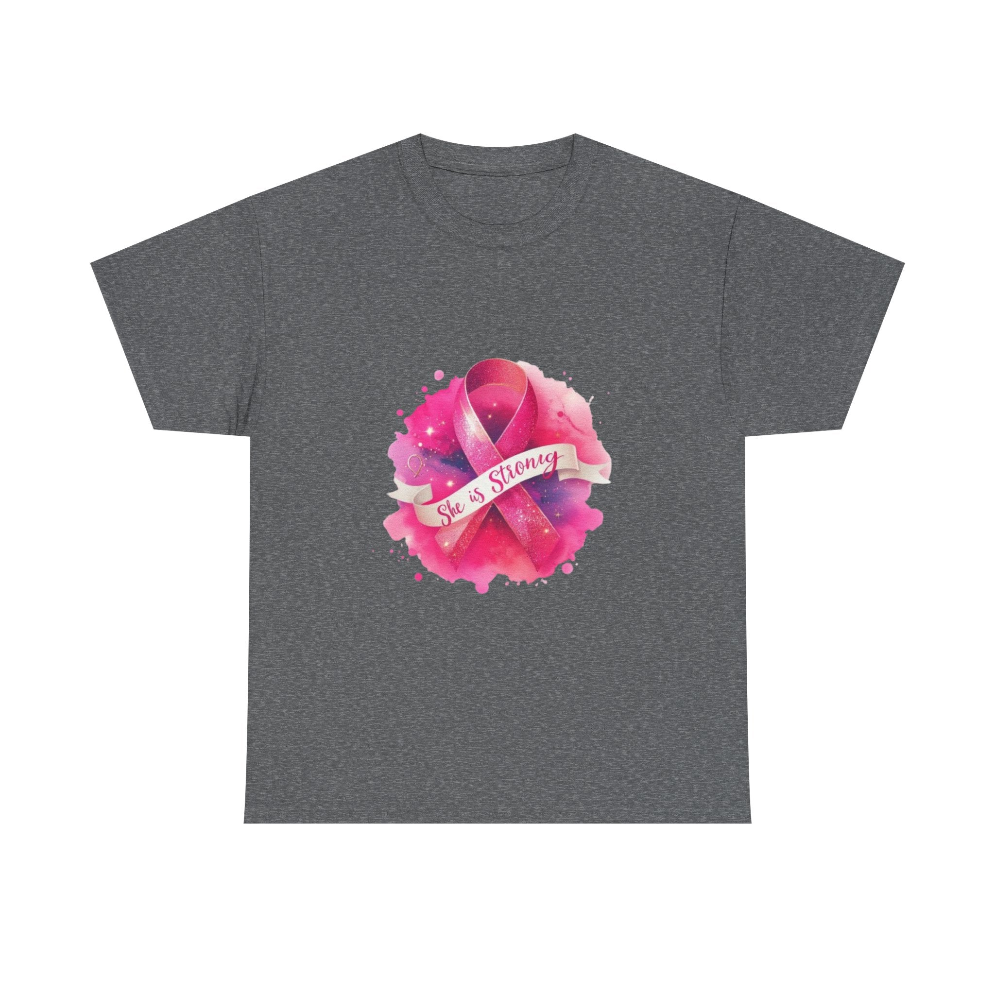 Empowering Cancer Awareness Tee - She is Strong, Support Shirt, Gift for Survivors, Pink Ribbon Apparel, Breast Cancer Awareness