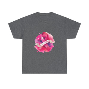 Empowering Cancer Awareness Tee - She is Strong, Support Shirt, Gift for Survivors, Pink Ribbon Apparel, Breast Cancer Awareness