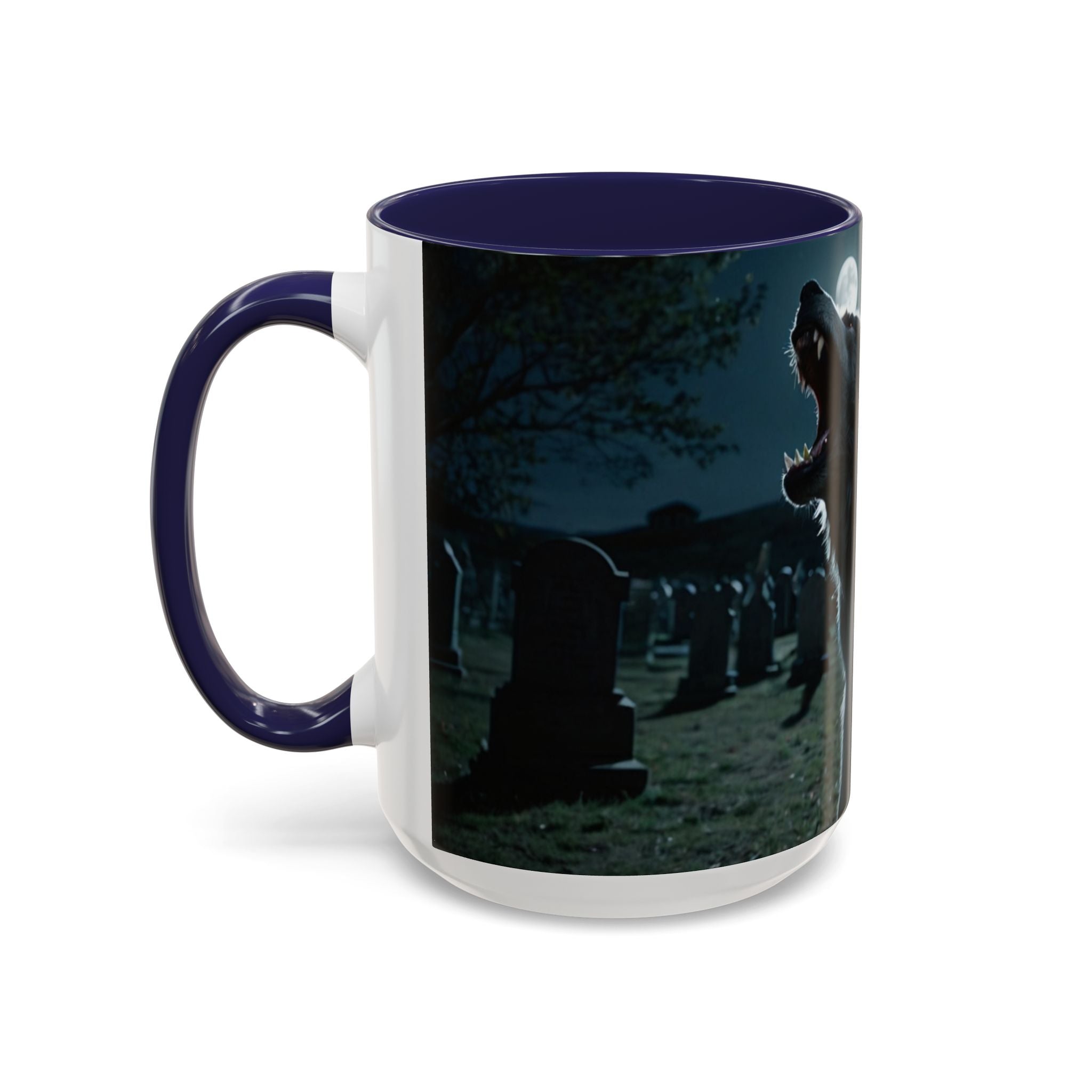 halloween werewolf in graveyard Howling Wolf Accent Coffee Mug - 11 & 15oz