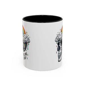 Skull Rainbow Coffee Mug, Unique Gift for Coffee Lovers, Halloween Decor, Daily Motivation Mug, Fun Skull Design