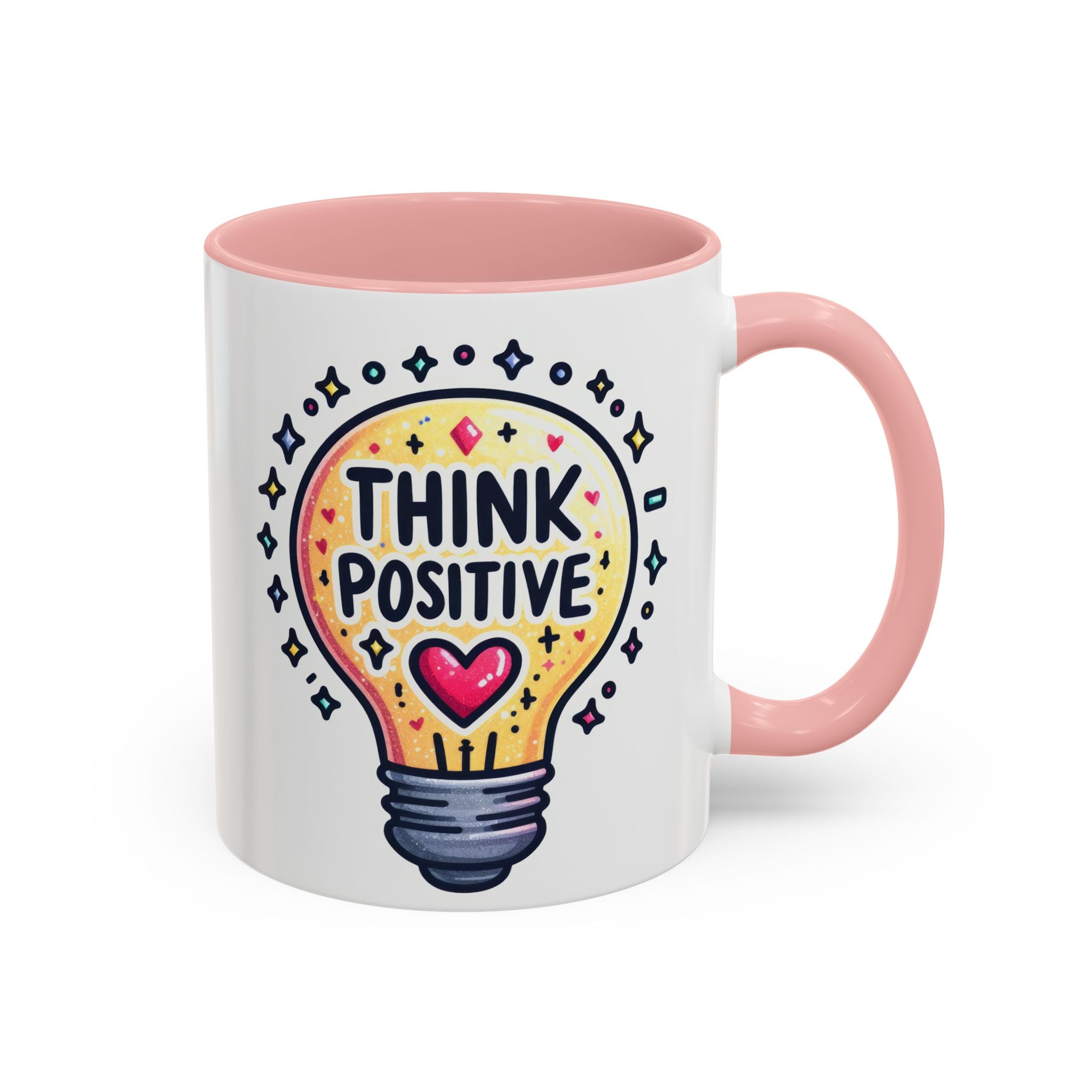Think Positive Lightbulb Coffee Mug — Motivational Accent Mug (11/15 oz)