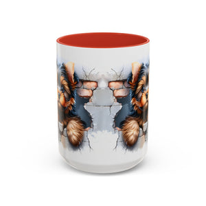 Cute Dog Peeking Coffee Mug, Pet Lover Gift, Yorkshire Terrier Mug, Animal Lover Coffee Cup, Dog-Themed Drinkware, Doggie Mug