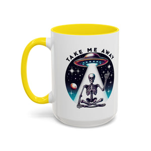 Galactic Skeleton Coffee Mug, Take Me Away Mug, Space-Themed Mug, Unique Gift for alien Lovers, Sci-Fi Cafe Mug