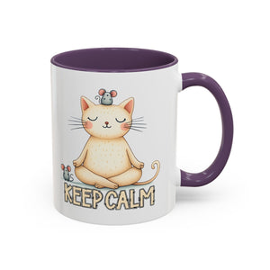 Serene Cat Coffee Mug, Funny Pet Lover's Gift, Cute Keepsake for Relaxation, Relaxing Drinkware, Quirky Home Decor