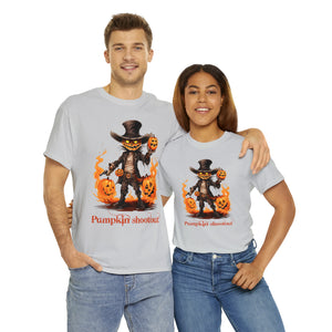 Halloween t shirt pumpkin western style shootout funny fall fun scary stocking stuffer for whole family  cotton tee