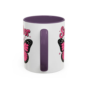 Survivor Butterfly Coffee Mug, Inspirational Gift, Pink Ribbon Mug, Breast Cancer Awareness, Empowerment Cup, Motivational Drinkware