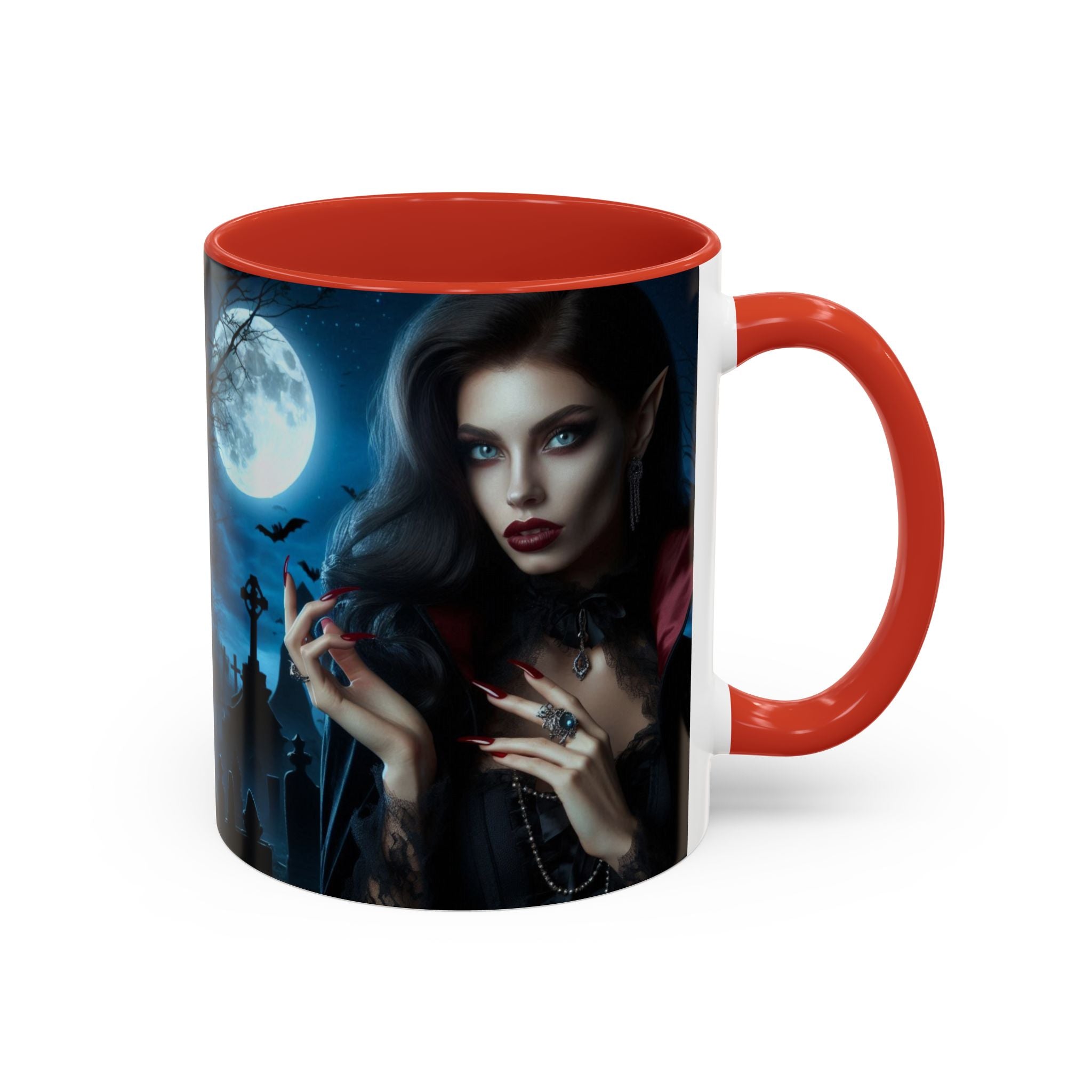 halloween Gothic Vampire Coffee Mug – 11/15oz full moon graveyard
