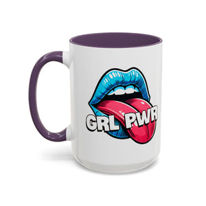 GRL PWR Accent Coffee Mug - Bold Fun Design for Empowerment, Great Gift for Friends, Coffee Lovers, Birthdays, and Celebrations