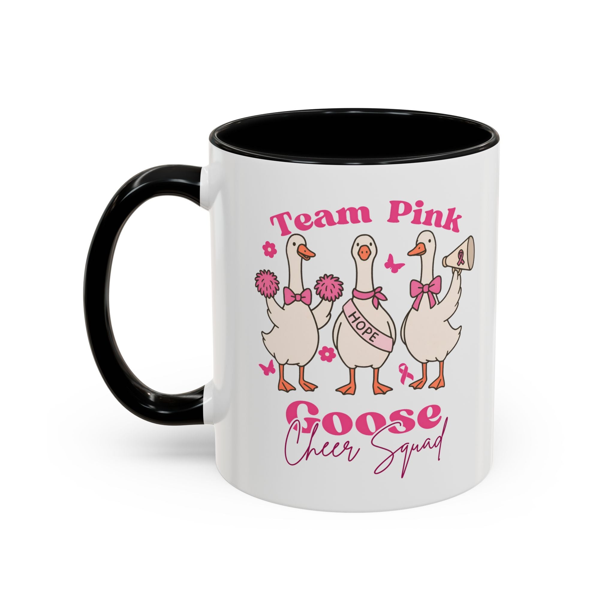 cancer awareness Team Pink Goose Cheer Squad Coffee Mug - Cute Animal Mug for Fun Gifts,   Home Decor/Office Use