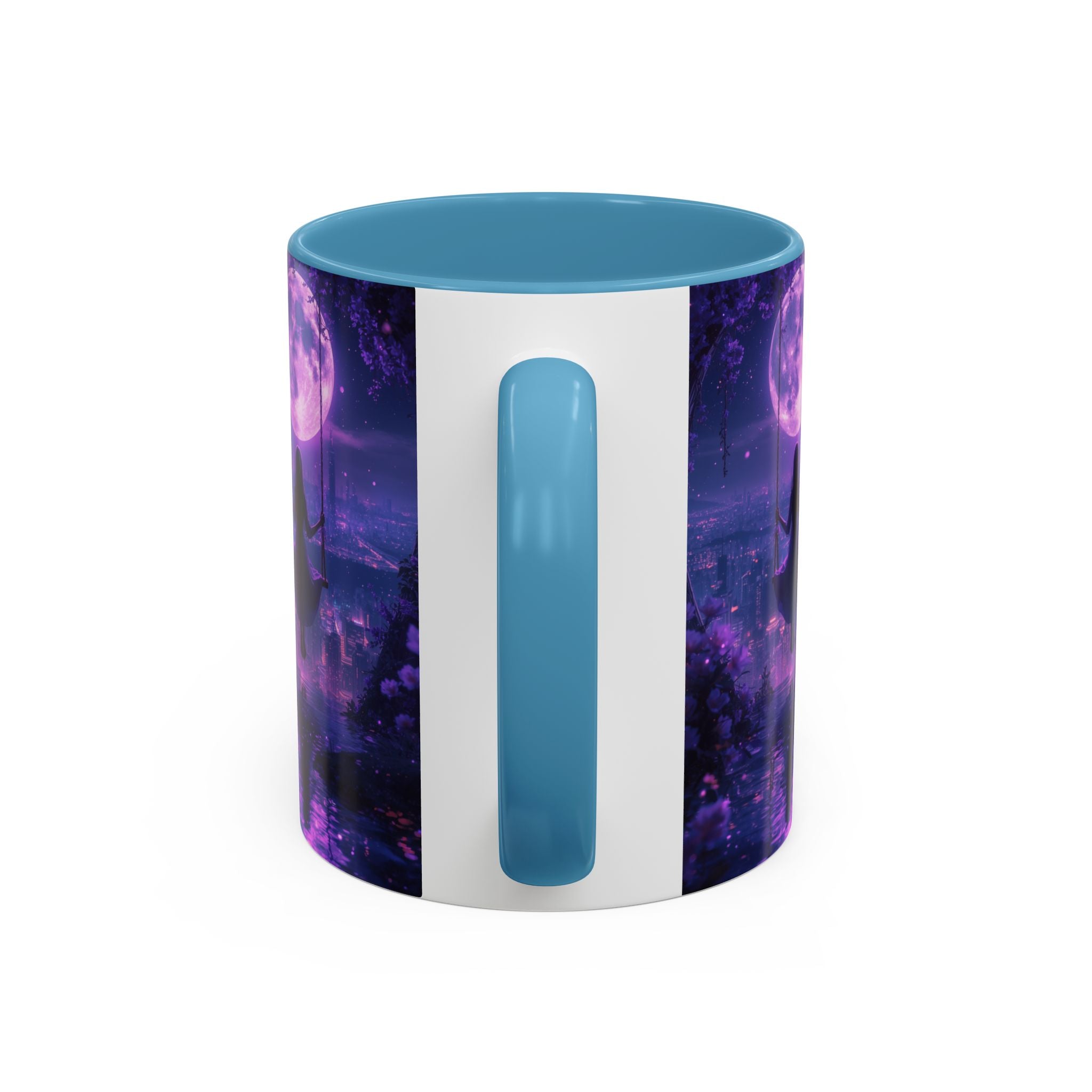 anime Dreamy Moonlit Swing Accent Coffee Mug, Artistic Mug, Celestial Coffee Cup, Fantasy Beverage Holder, Gift for Dreamers