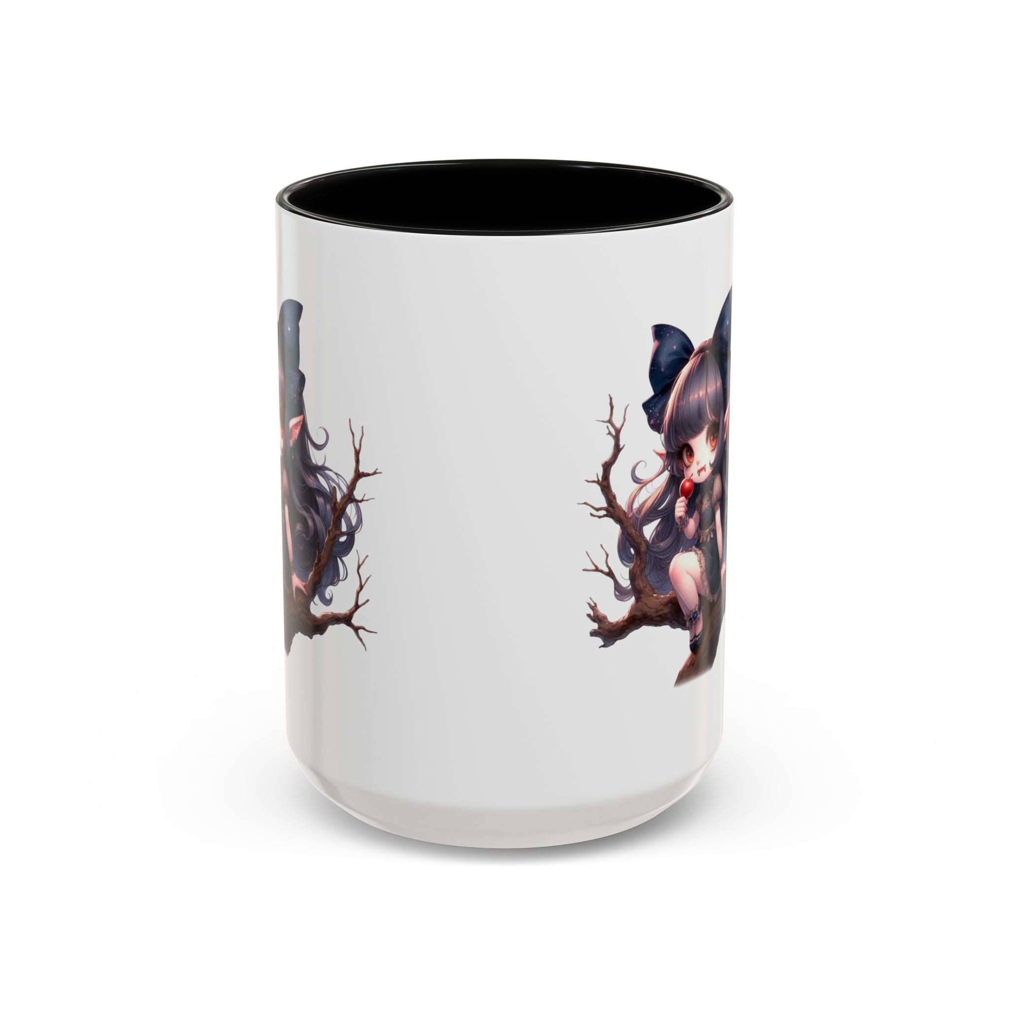 gothic vampire girl in tree horror art Accent Coffee Mug (11, 15oz) png16