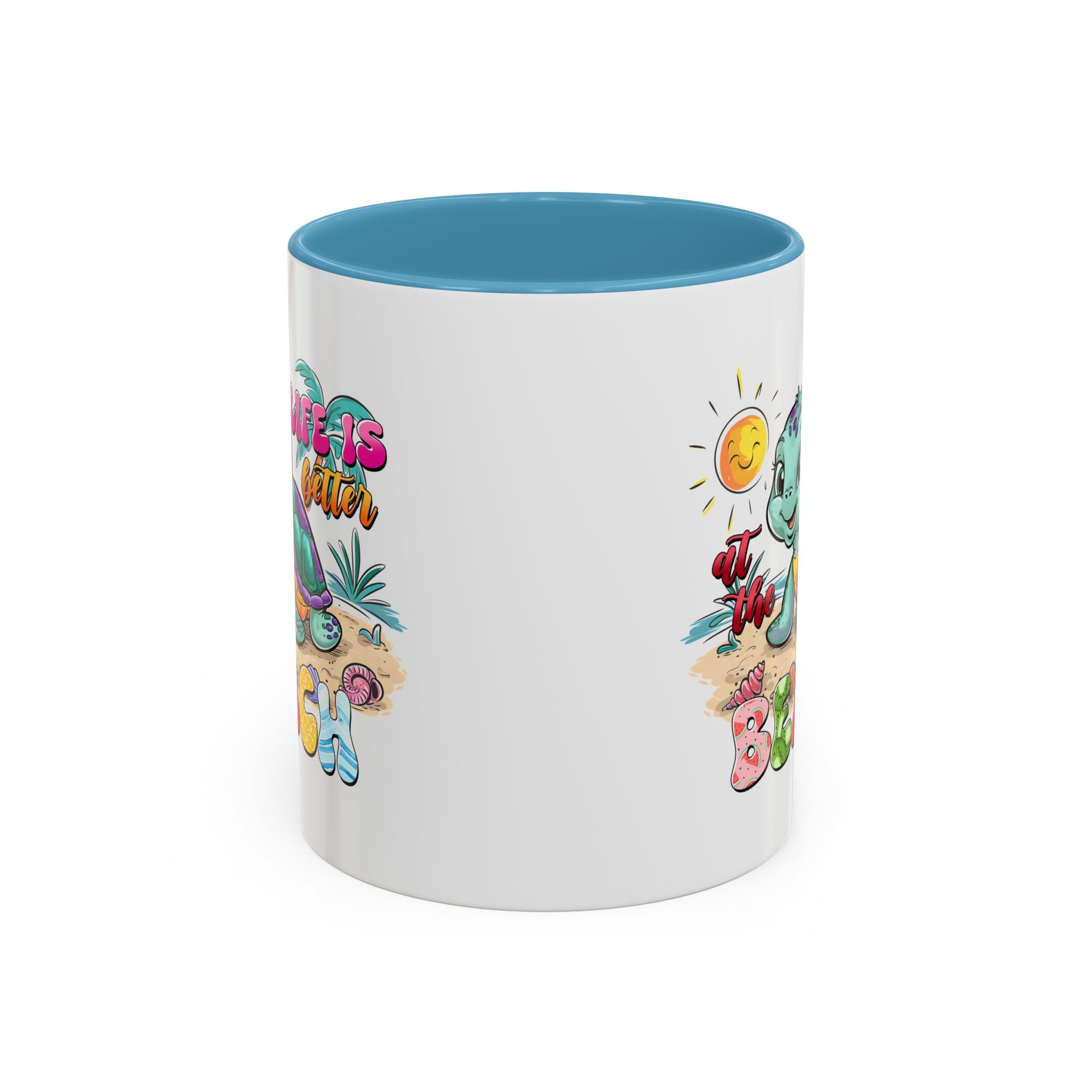 Beach Vibe Accent Coffee Mug - "Life is Better at the Beach" Design turtle animal lover