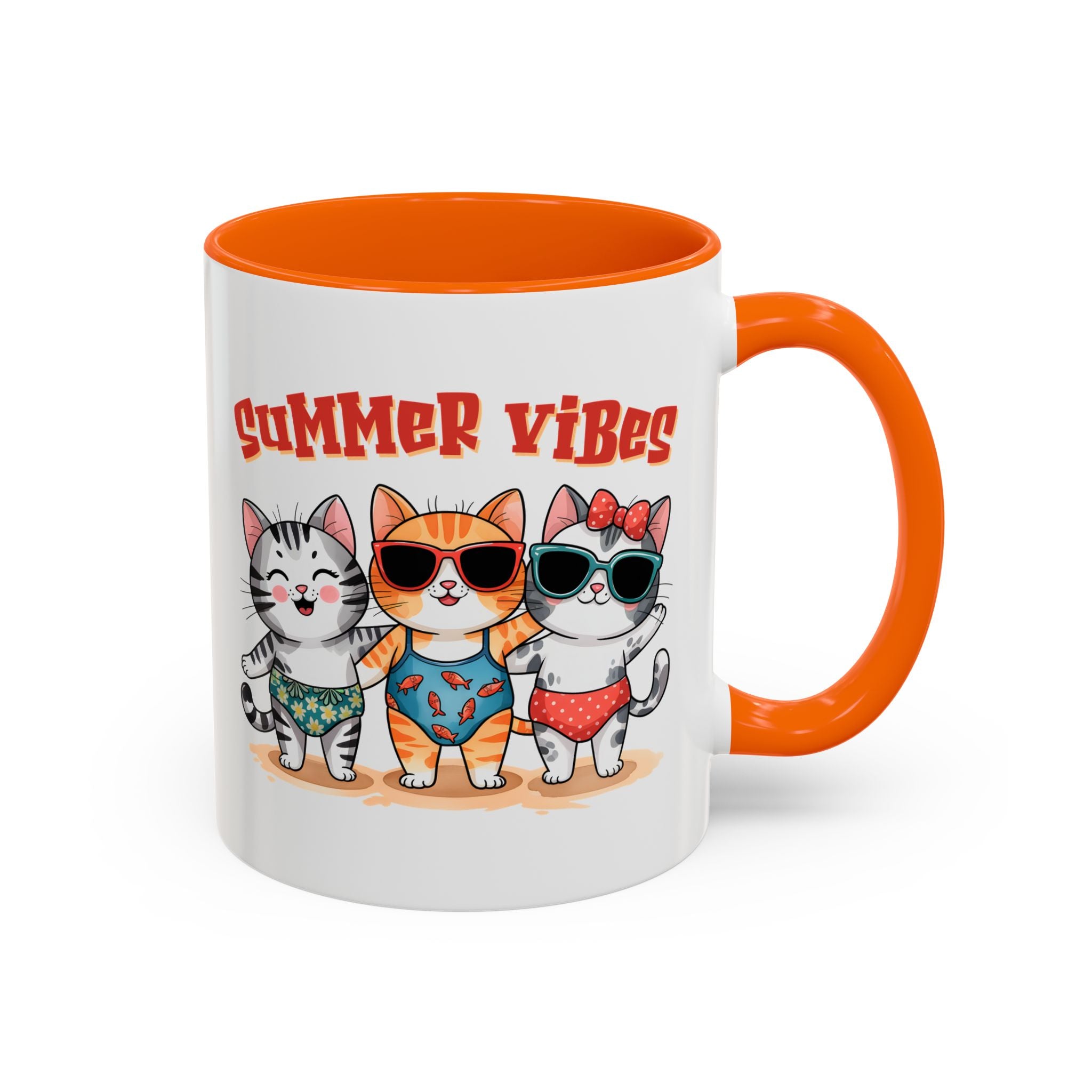 Summer Vibes Cat Coffee Mug - Fun Accent Mug for Cat Lovers