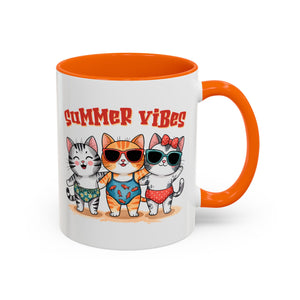 Summer Vibes Cat Coffee Mug - Fun Accent Mug for Cat Lovers
