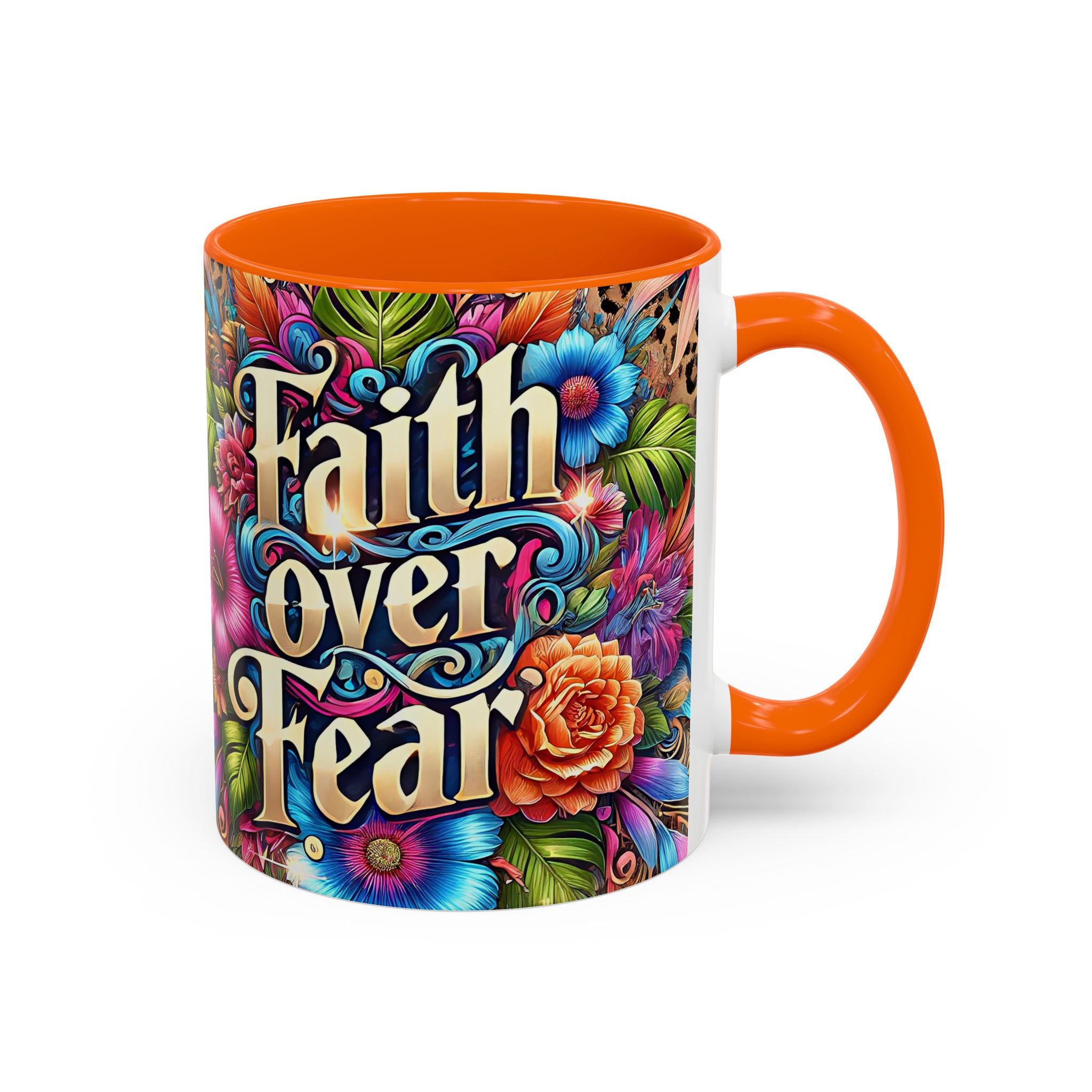 Faith Over Fear Floral Coffee Mug positive mental health
