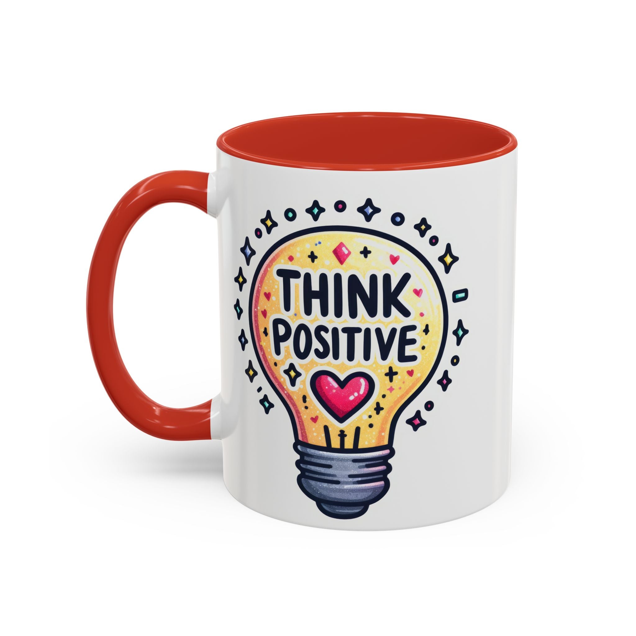 Think Positive Lightbulb Coffee Mug — Motivational Accent Mug (11/15 oz)