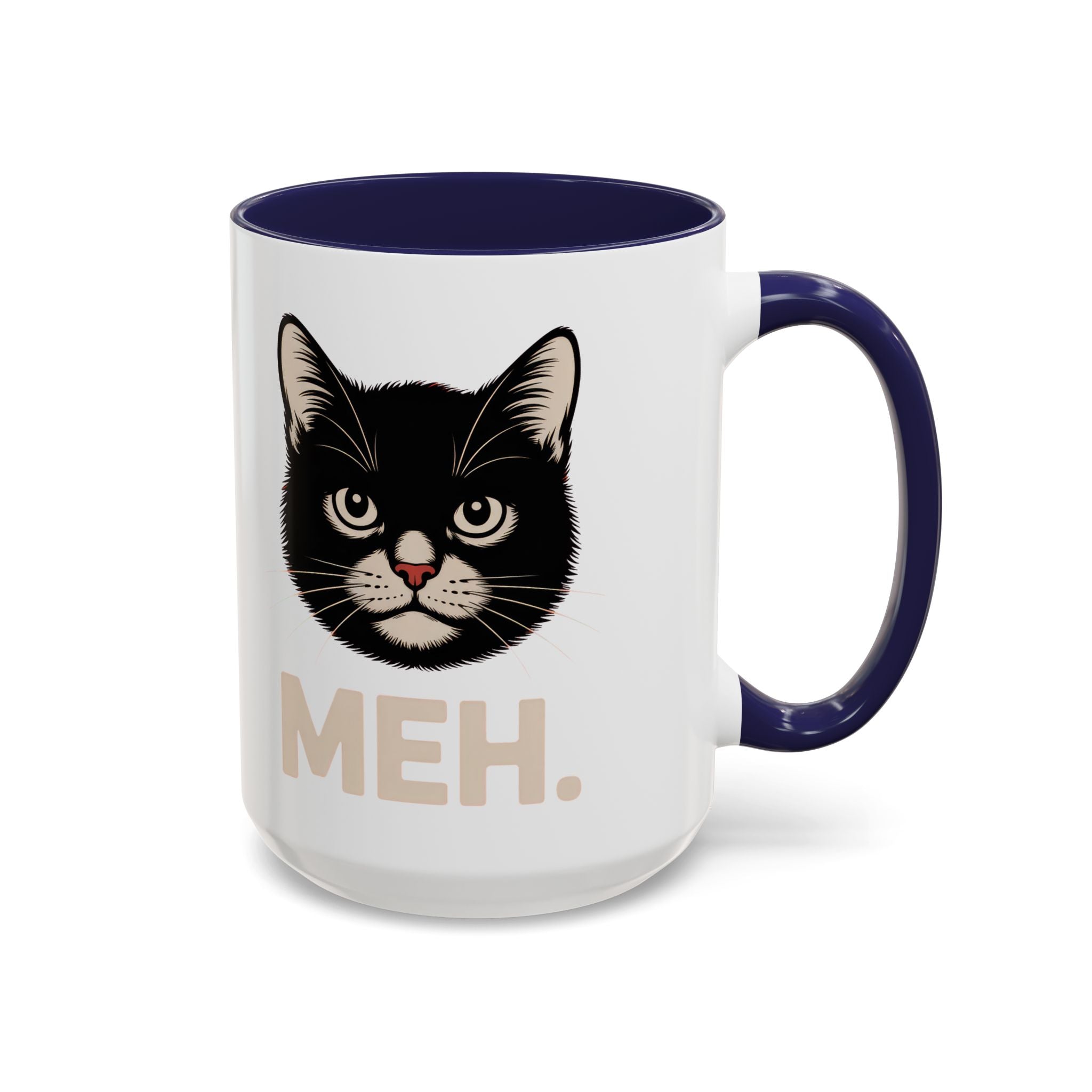 Tuxedo Cat 'MEH.' Accent Coffee Mug — Funny Cat Lover Ceramic Mug