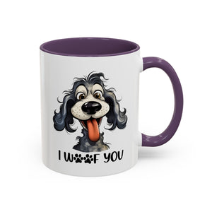 Dog Lover's Accent Coffee Mug - I Woof You, Pet Gift, Animal Lover Cup, Dog Mom Mug, Cute Dog Design, Fun Coffee Cup