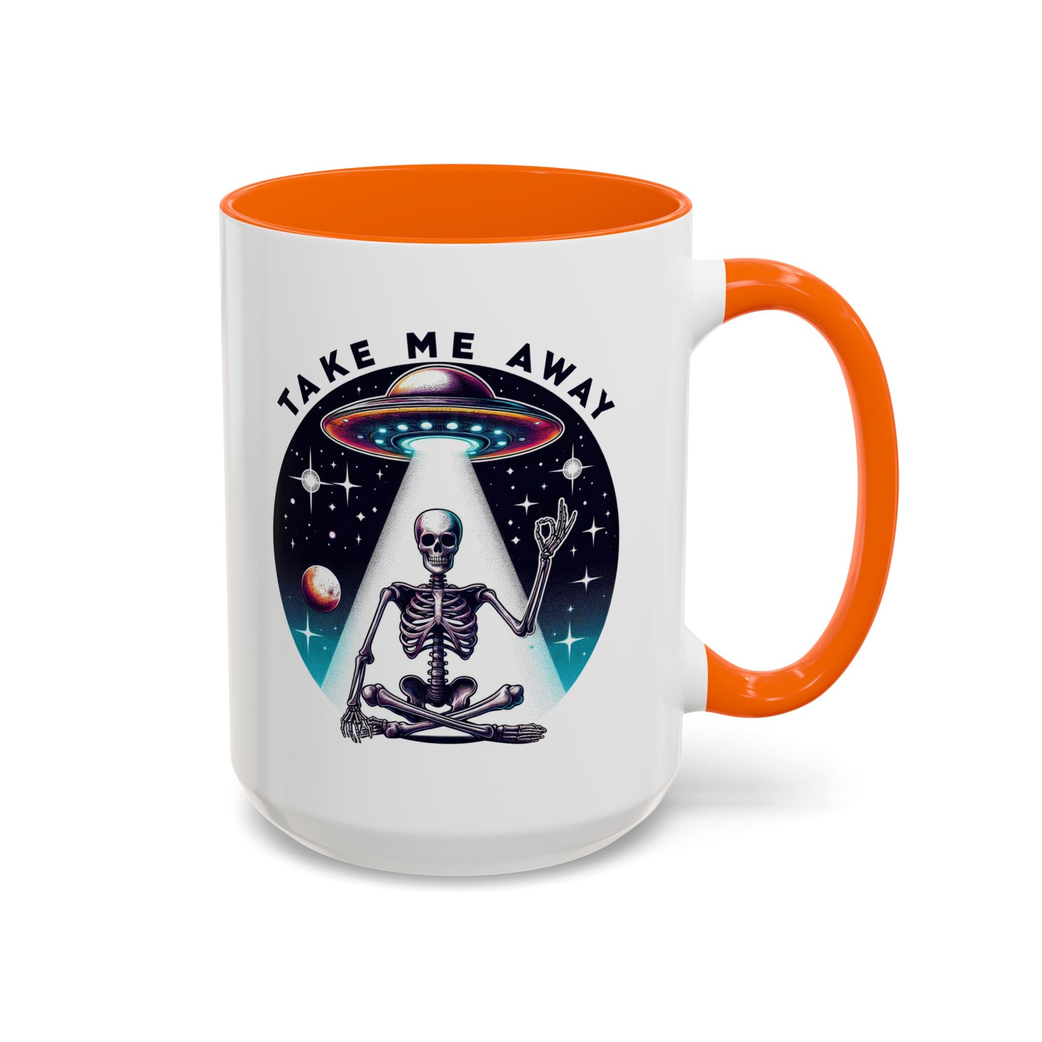 Galactic Skeleton Coffee Mug, Take Me Away Mug, Space-Themed Mug, Unique Gift for alien Lovers, Sci-Fi Cafe Mug