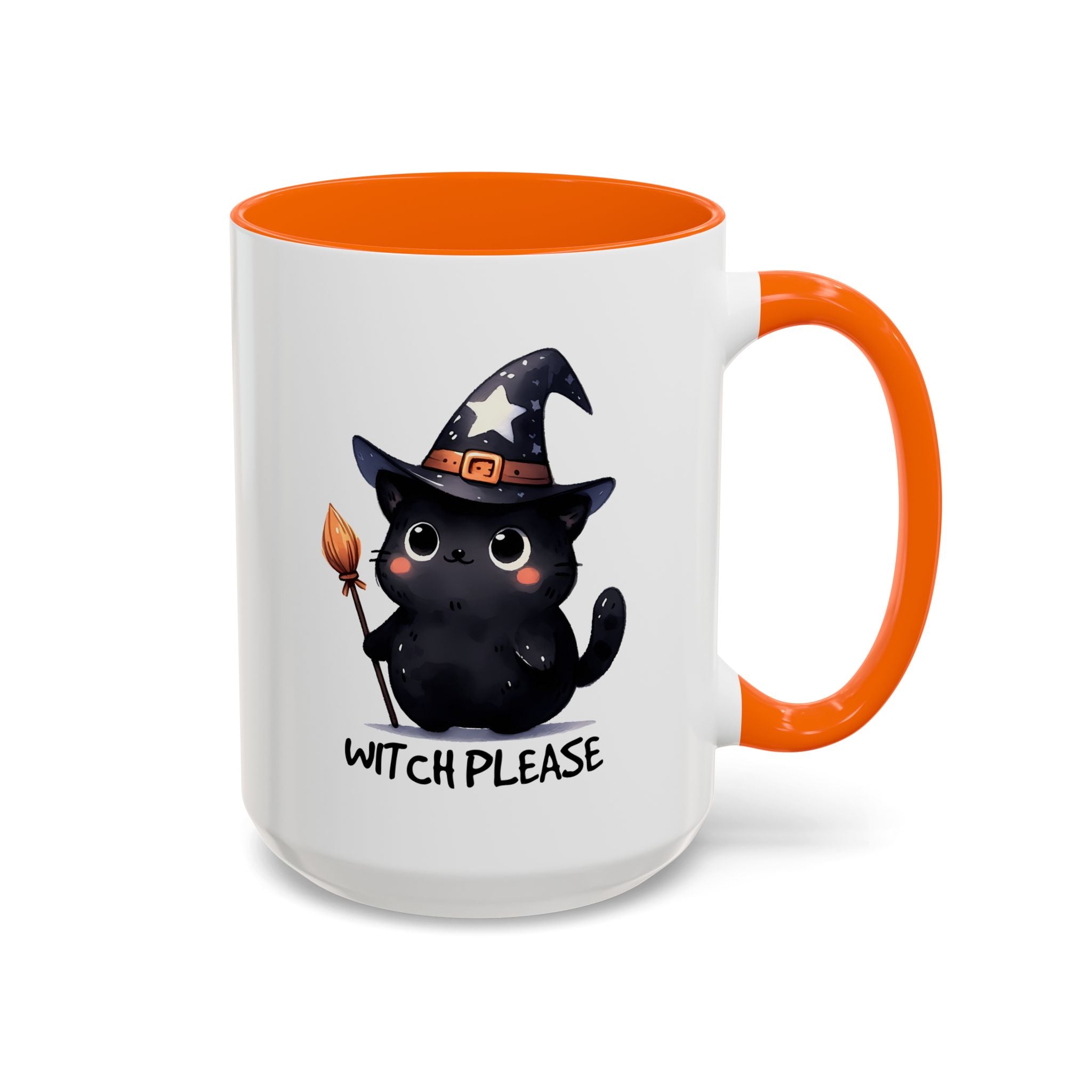 Cute Witch Cat Coffee Mug - Perfect for Halloween, Cat Lover Gift, Witch Please Design, Black Cat Mug, Cozy Drinkware