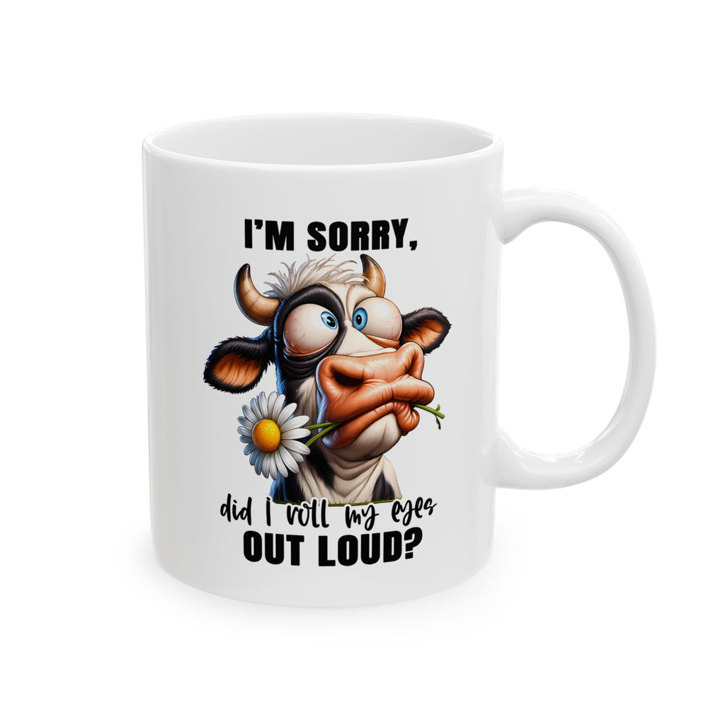 Funny Cow eye rolling sarcasm coffee  Mug | Cute Gift  Cow Print Coffee Cup | Unique Kitchen Decor | Humorous Gift for Birthdays