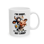 Funny Cow eye rolling sarcasm coffee  Mug | Cute Gift  Cow Print Coffee Cup | Unique Kitchen Decor | Humorous Gift for Birthdays
