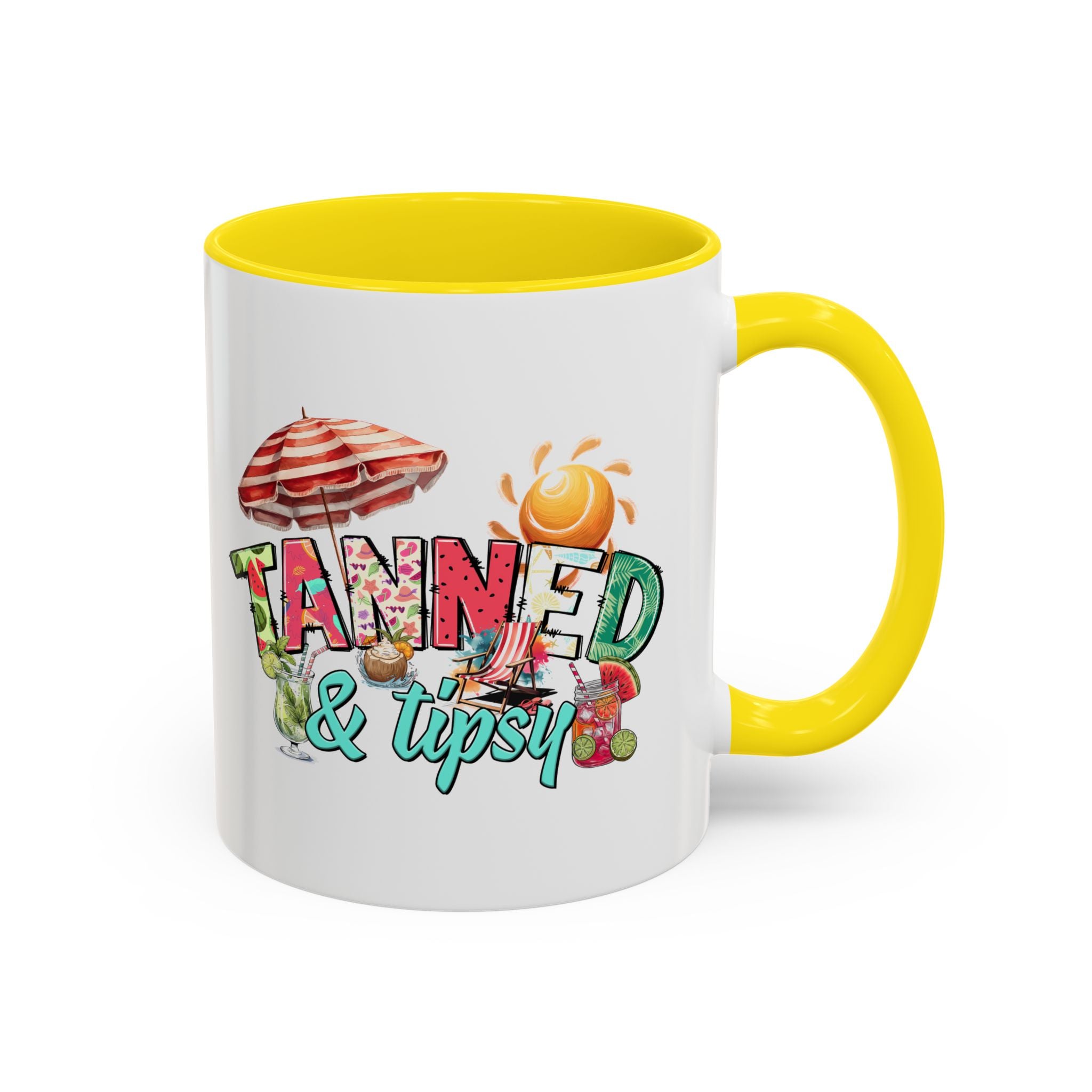 Tanned & Tipsy Accent Coffee Mug - Perfect for Summer Vibes & Beach Lovers party