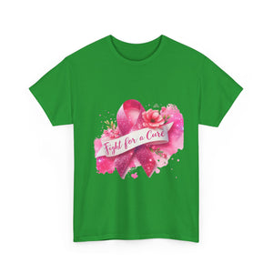 Fight for a Cure Unisex Heavy Cotton Tee | Breast Cancer Awareness Shirt, Support Tee, Gift for Her, Charity Fundraiser Tee, Pink Ribbon Tee
