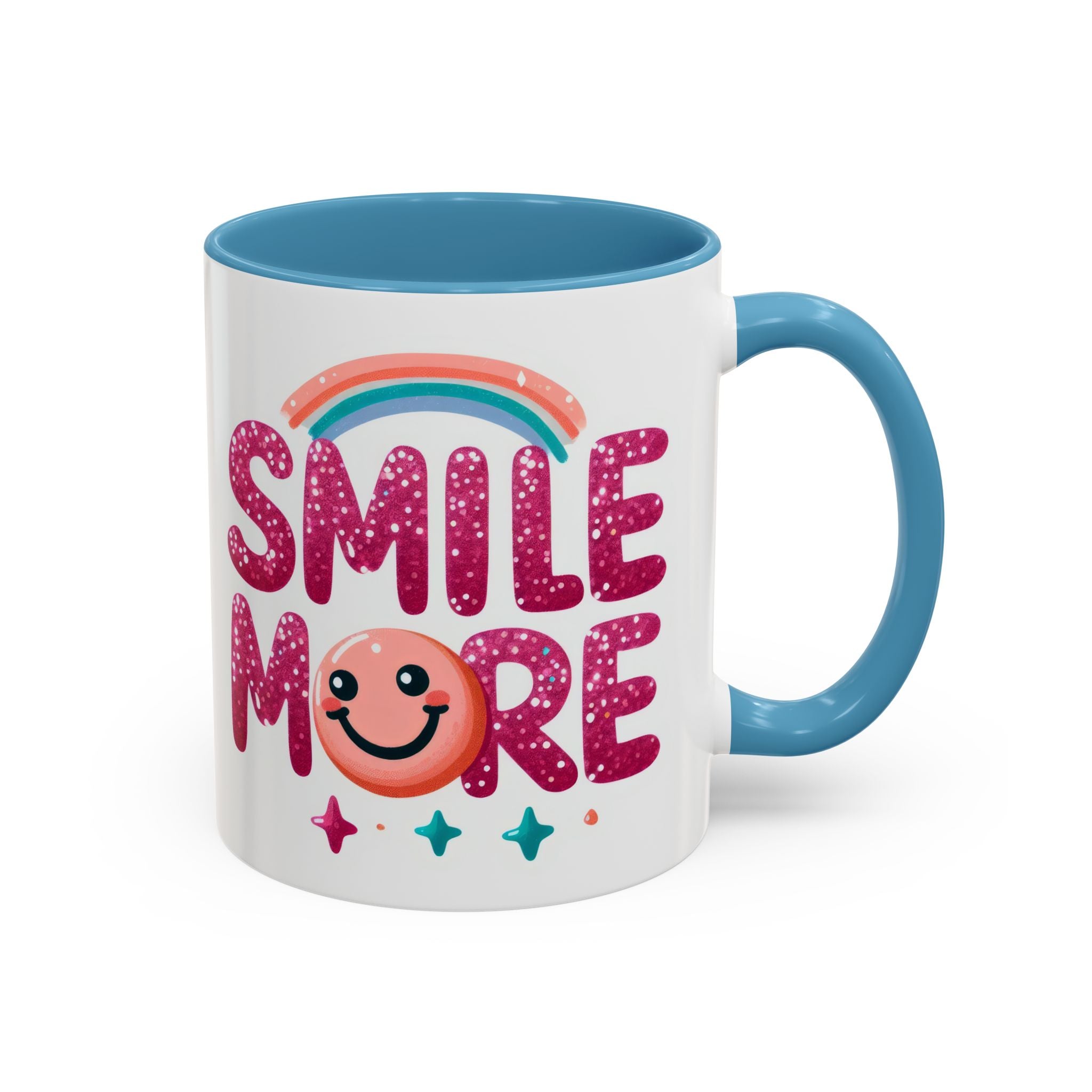 Smile More Coffee Mug – Cute Rainbow Smiley Accent Mug (11/15oz)