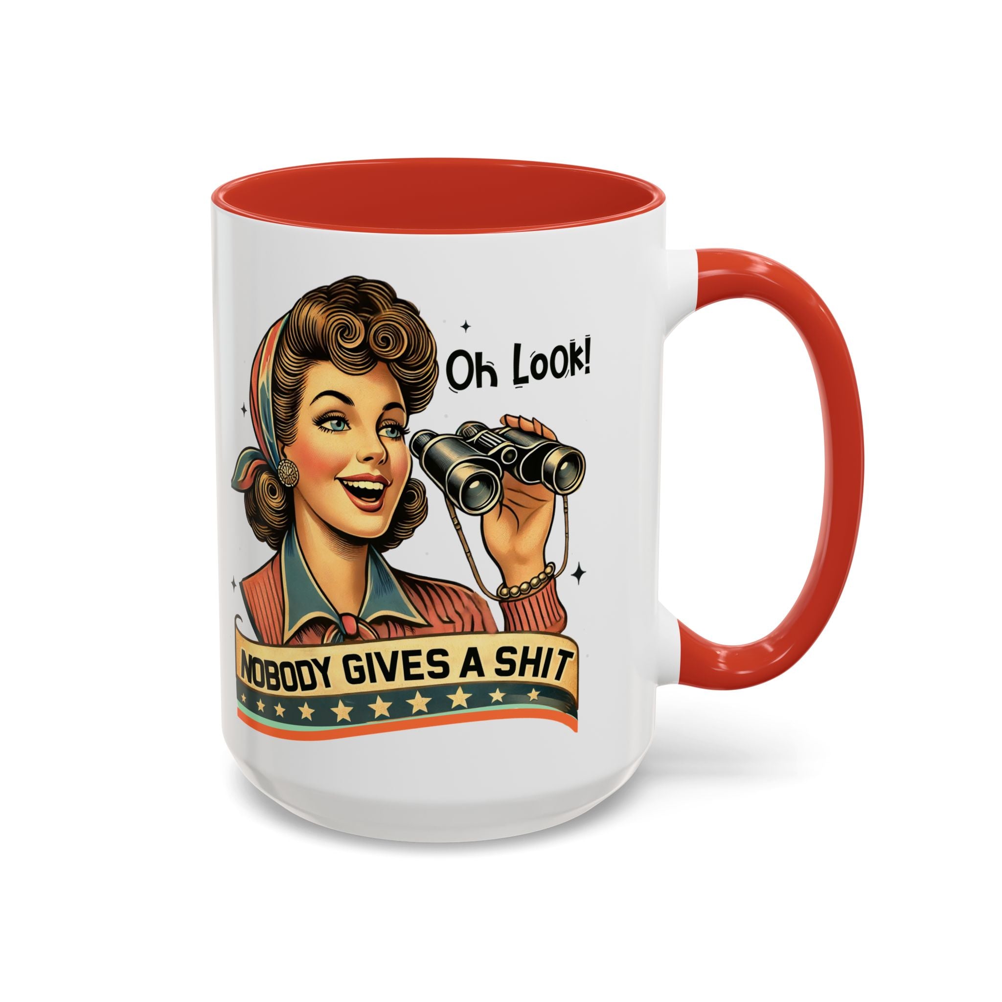 Nobody Gives a Shit Retro Coffee Mug — Funny Vintage Pin-Up Accent Mug (11/15oz)