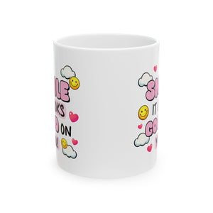Ceramic Mug with Positive Vibes, Smile It's Good on You, Gift for Friends, Happy Mug for Coffee Lovers, Cute Cup for Everyday Use, [...]