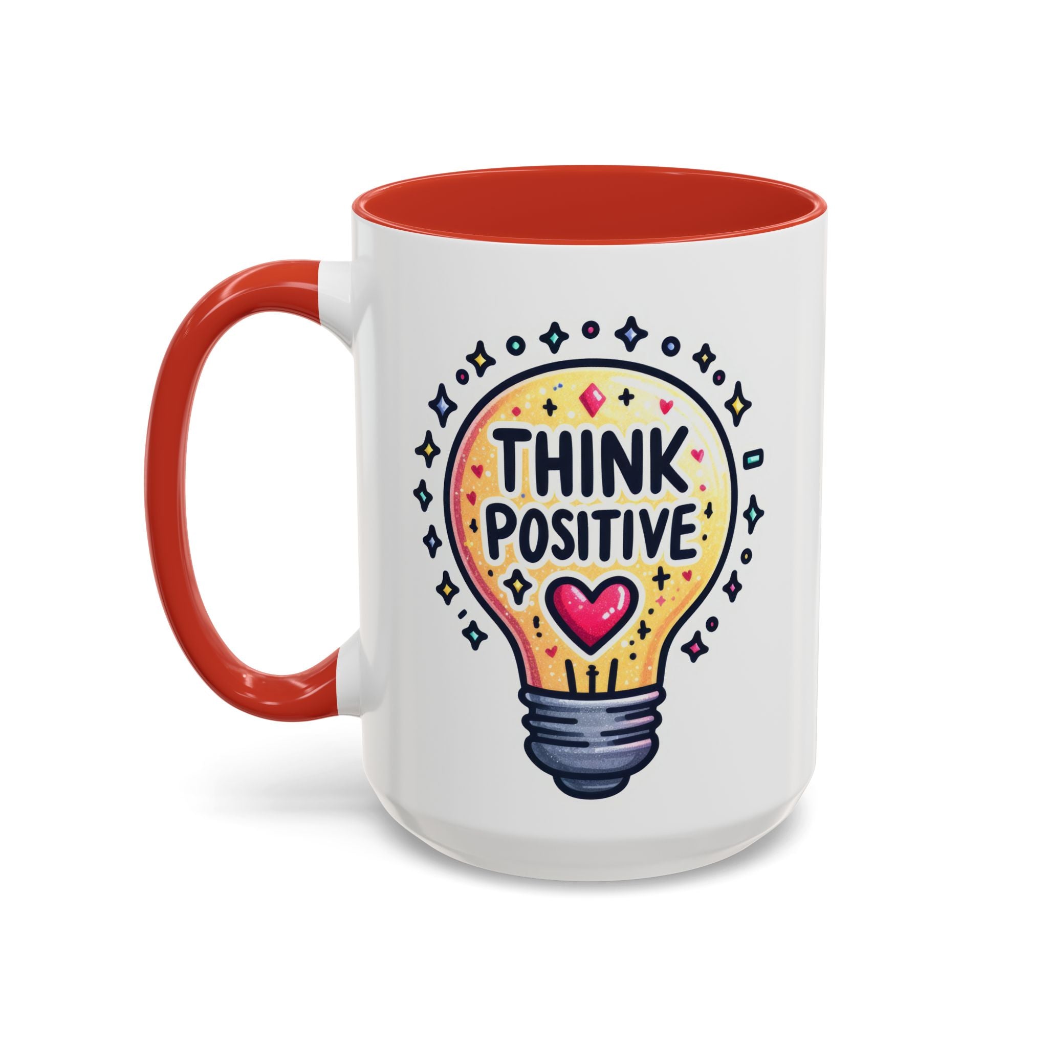 Think Positive Lightbulb Coffee Mug — Motivational Accent Mug (11/15 oz)