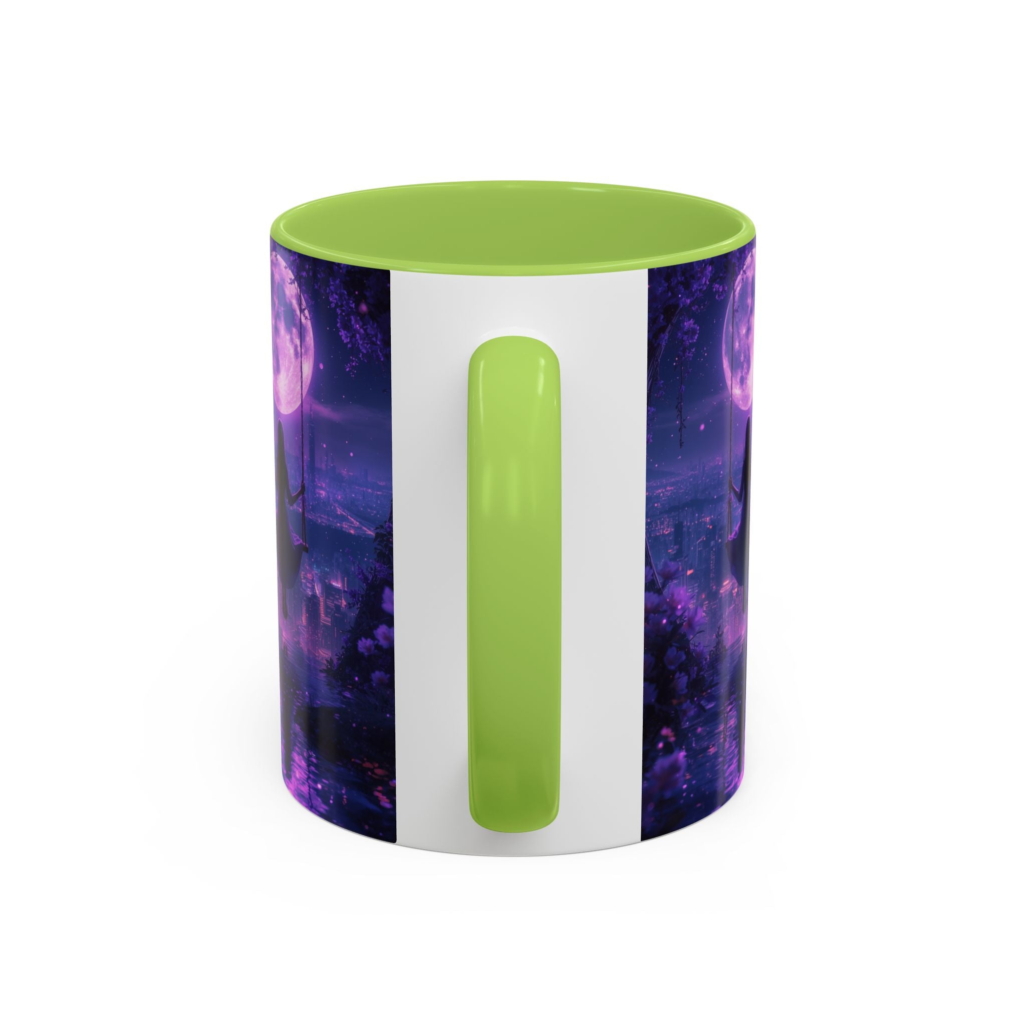 anime Dreamy Moonlit Swing Accent Coffee Mug, Artistic Mug, Celestial Coffee Cup, Fantasy Beverage Holder, Gift for Dreamers