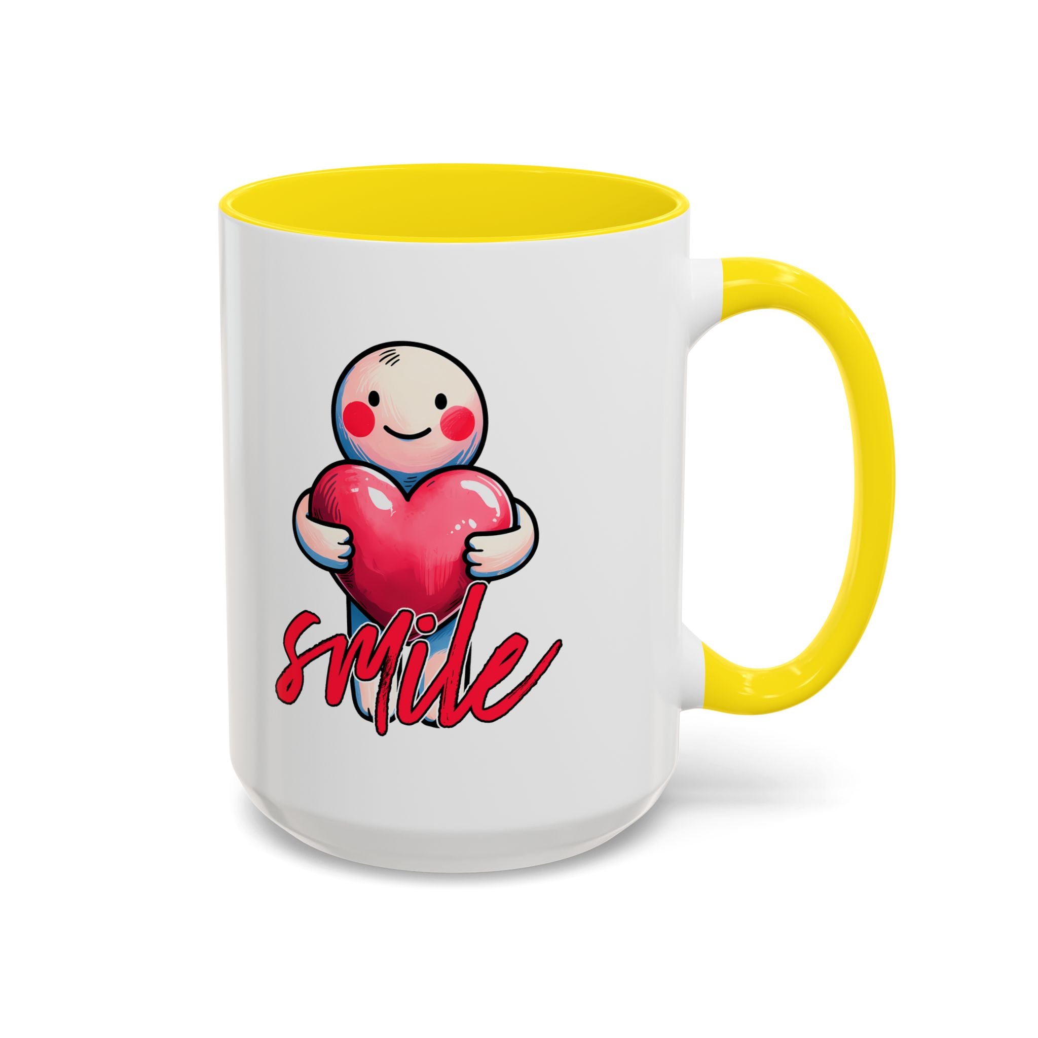 Smiling Heart Accent Coffee Mug - 11oz & 15oz | Cute Gift for Friends & Family