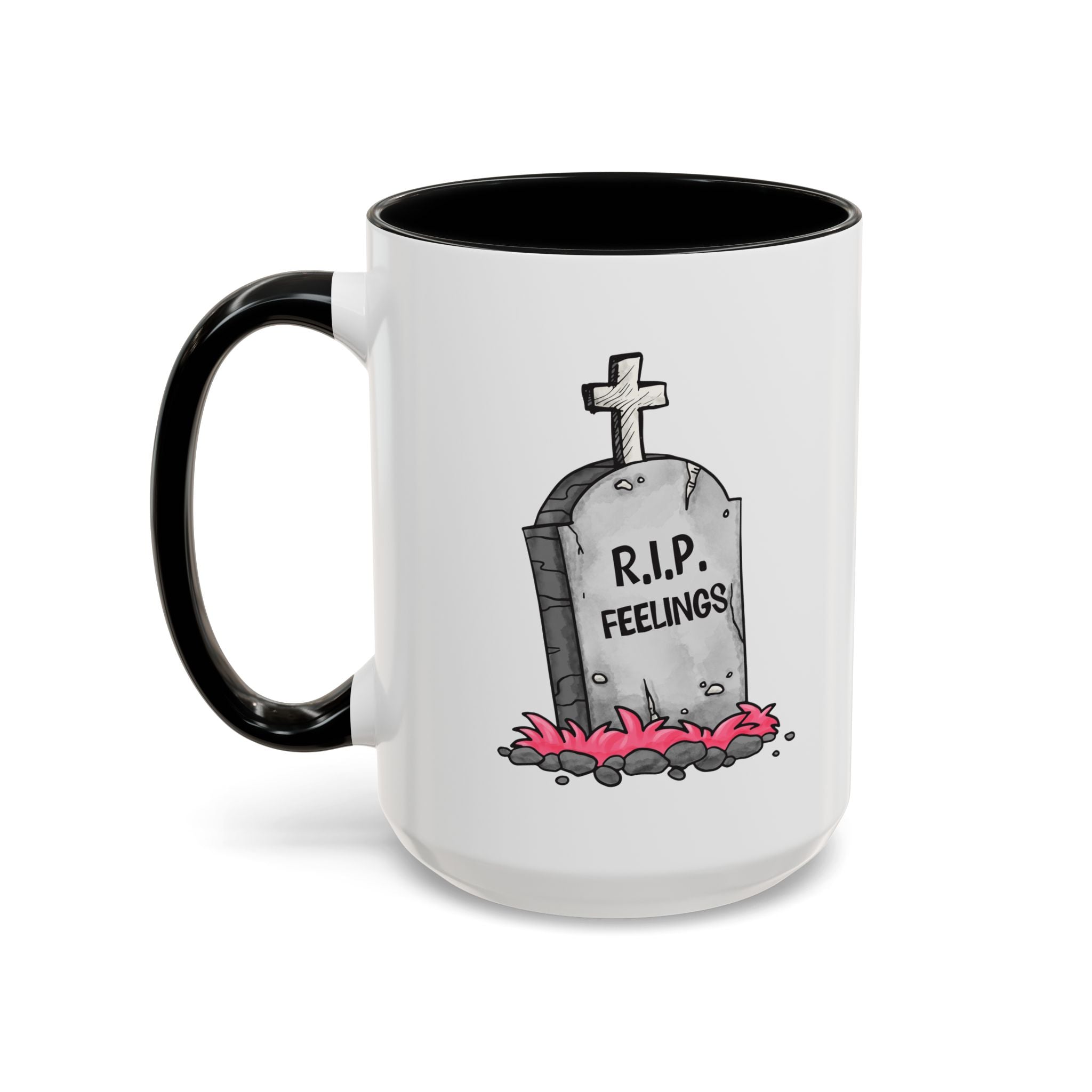 Coffee Mug — RIP Feelings Tombstone Accent Mug anti valentine