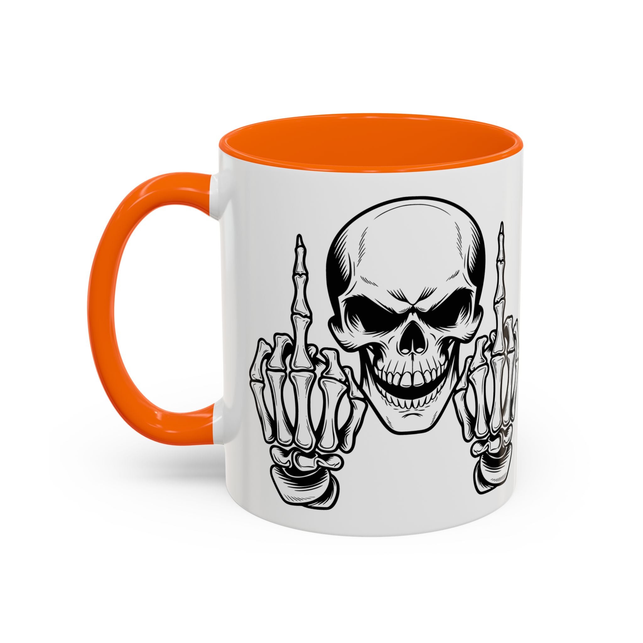 Skull Middle Finger Coffee Mug — Edgy Gothic Accent Mug (11/15oz)