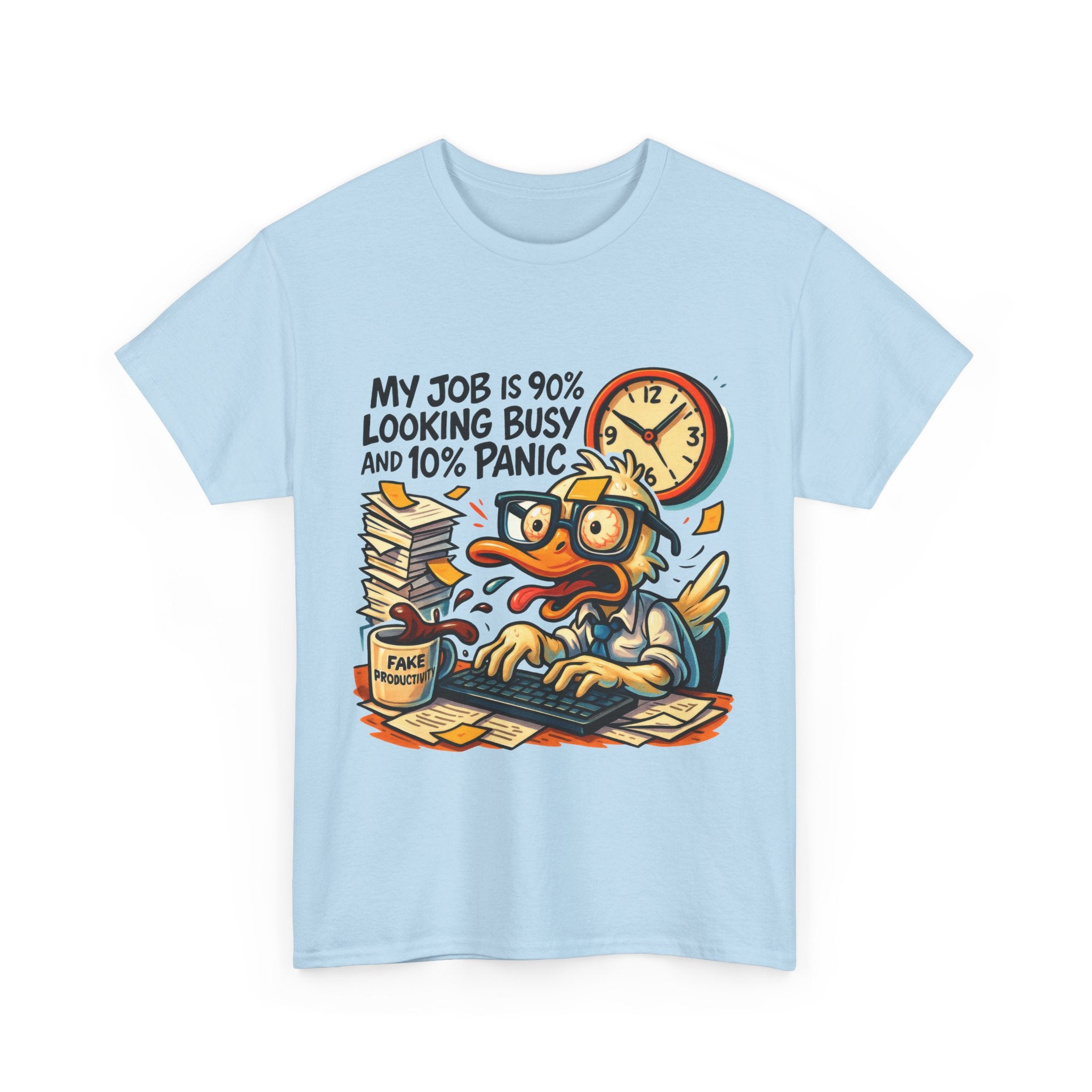 Humorous Work Tee: My Job is 90% Looking Busy, Fun Office Shirt, Gift for Coworkers, Unisex Tee, Casual Wear, Funny Job Humor