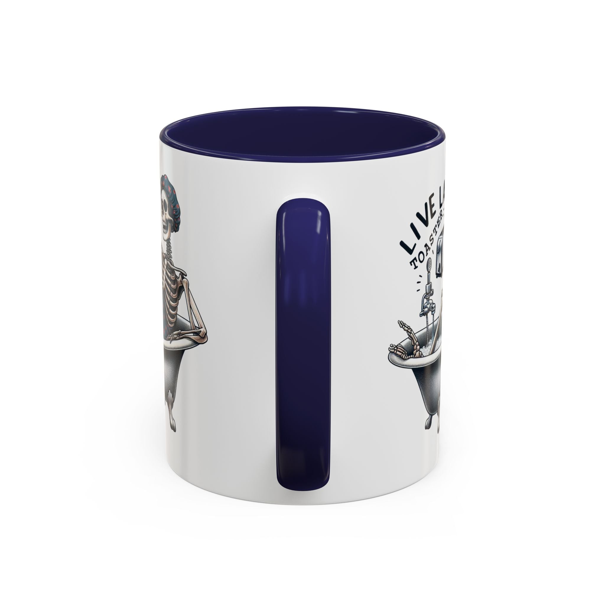 Skeleton Bath Time Coffee Mug, Live Laugh Roast & Relax Skeleton Mug, Funny Gift for Halloween, Quirky Kitchen Decor, Unique Coffee Cup