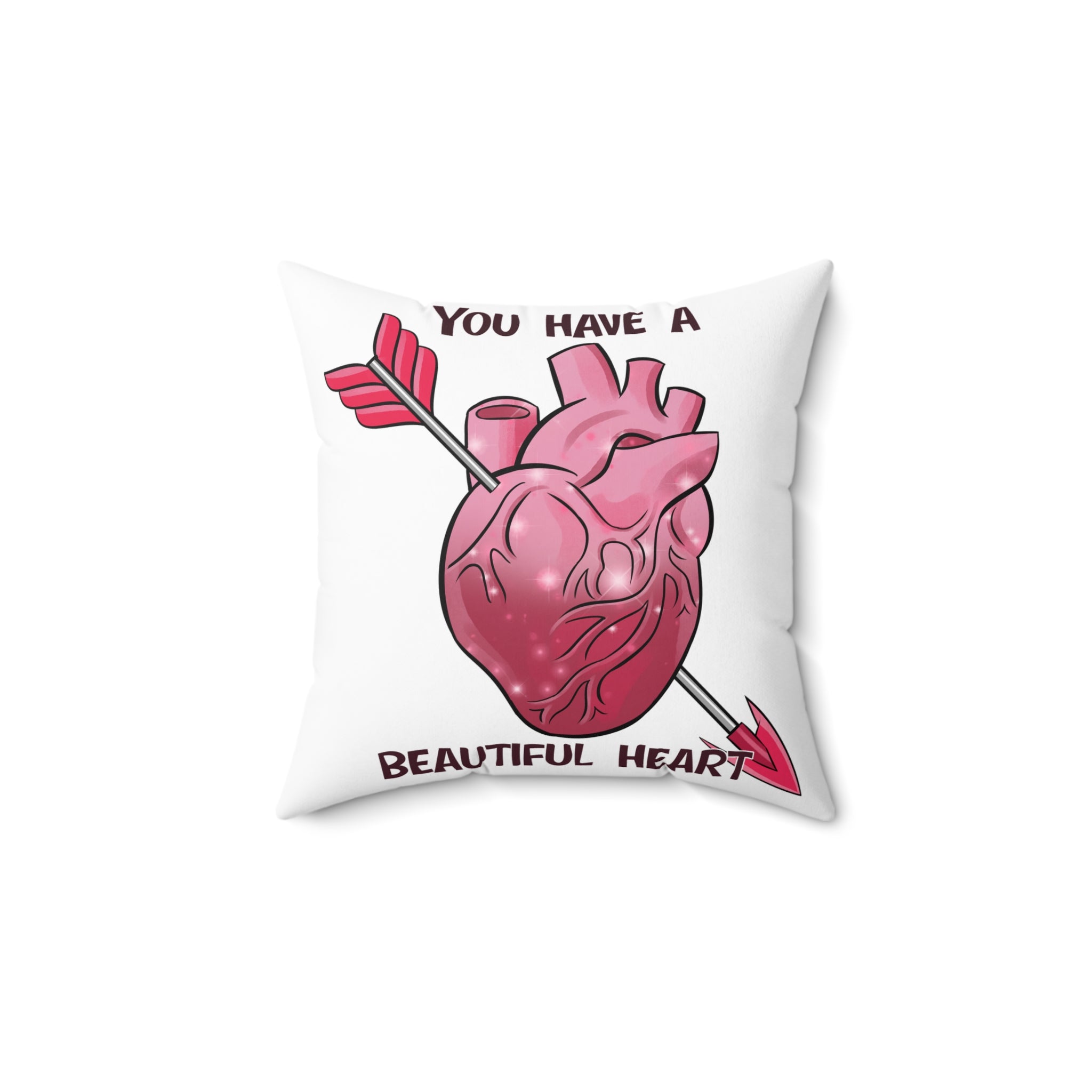 Anatomical Heart Pillow — "You Have a Beautiful Heart" Decorative Throw Pillow