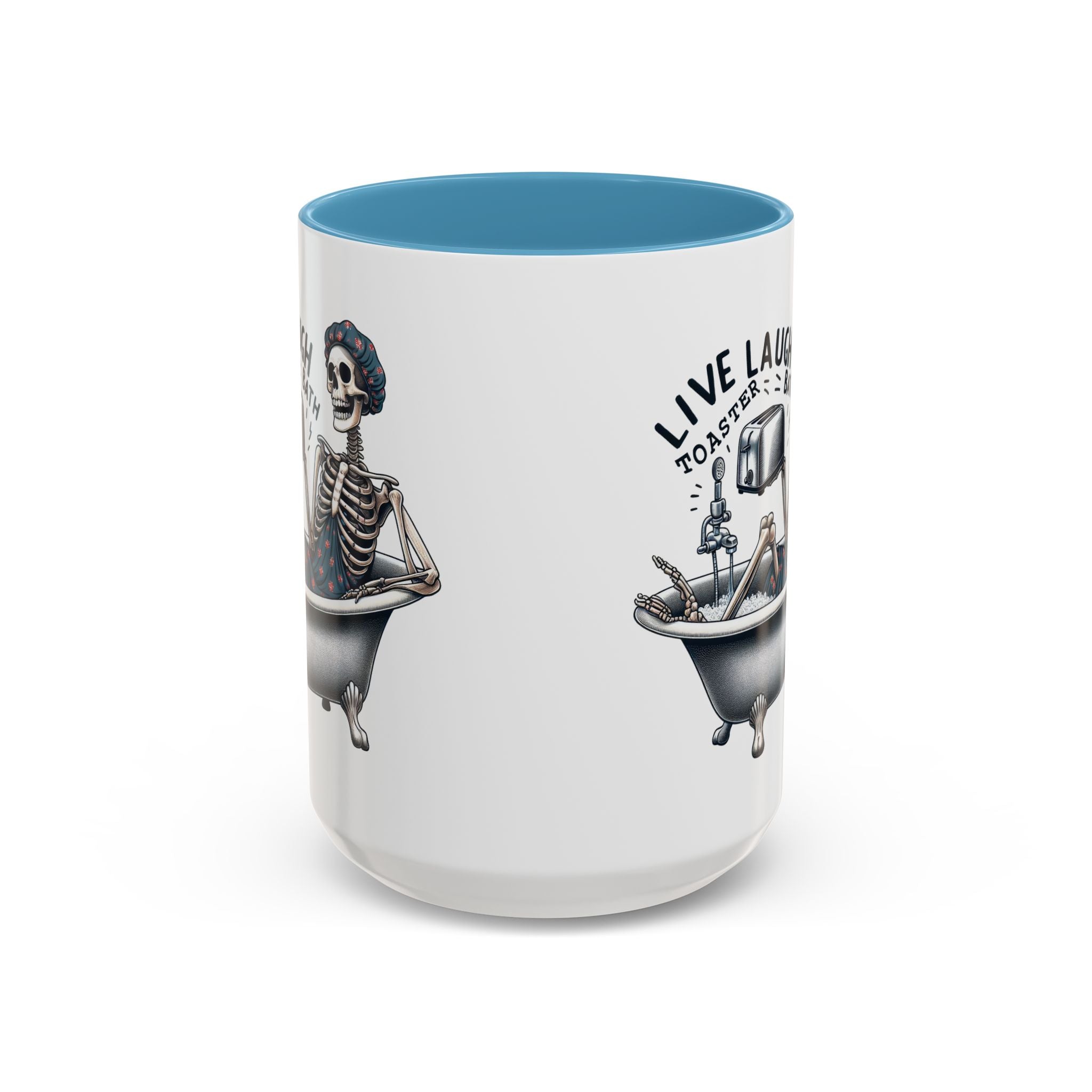 Skeleton Bath Time Coffee Mug, Live Laugh Roast & Relax Skeleton Mug, Funny Gift for Halloween, Quirky Kitchen Decor, Unique Coffee Cup